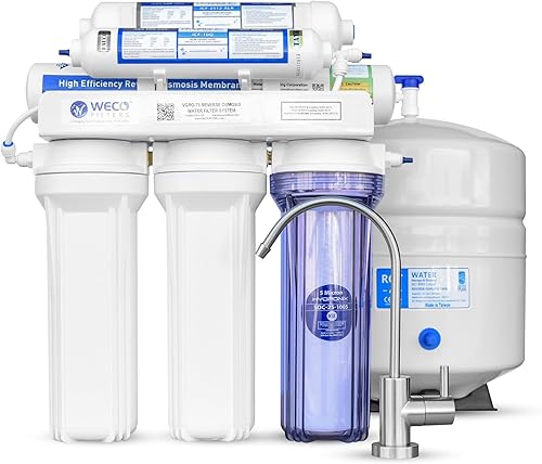 WECO VGRO - Sistema de filtración de agua potable de ósmosis inversa para debajo del fregadero de alta eficiencia de 75 galones por día con filtro
