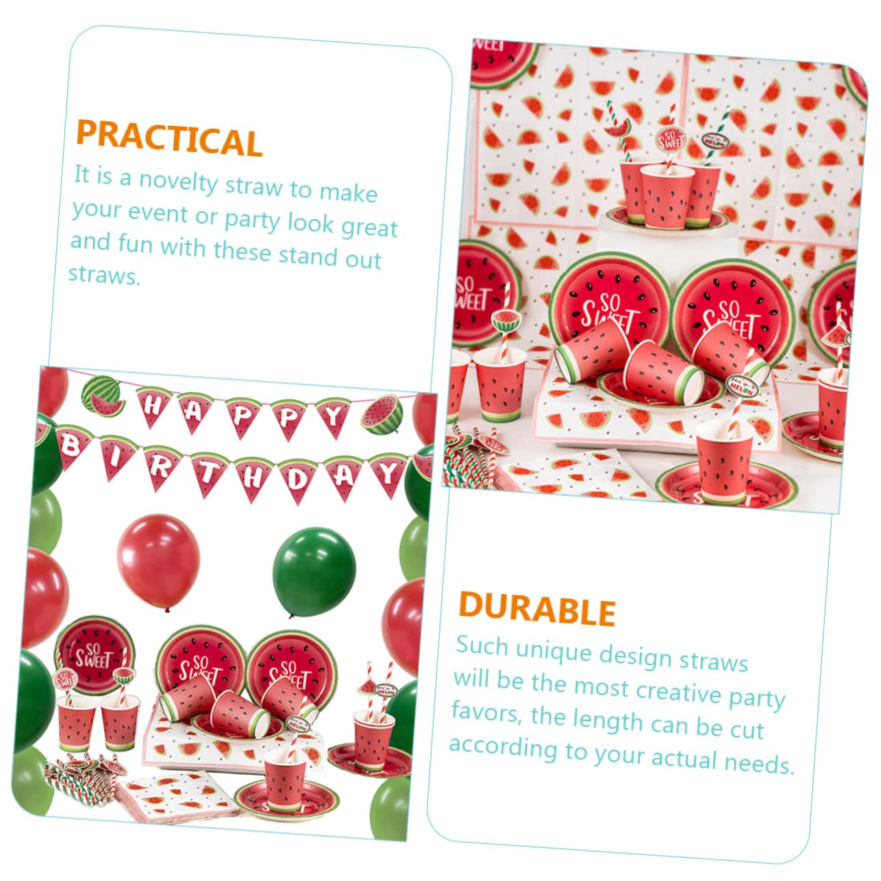 Didiseaon 4 Juegos De Pajitas De Papel Reutilizables Con Temática De Sandía Estilo Hawaiano Decorativas Para Fiestas Y Cócteles 40 Unidades.