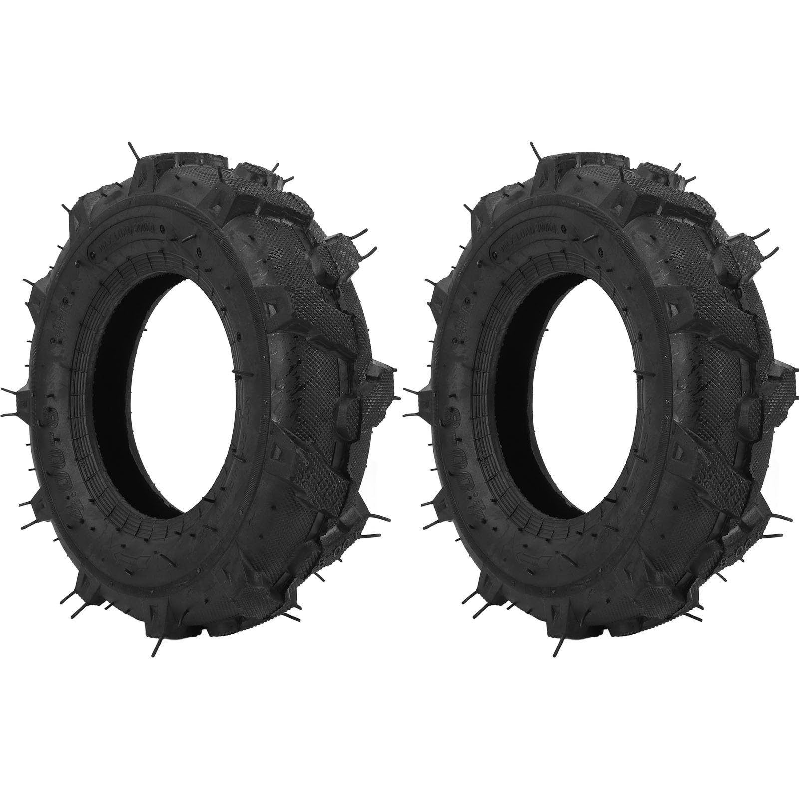 Juego de 2 Neumáticos 4.00-8 sin Cámara, Neumáticos de Caucho para Tractor sin Cámara, Neumático para Cortacésped 4PR, Cultivador, Soplador de Nieve con Neumáticos con Bridas