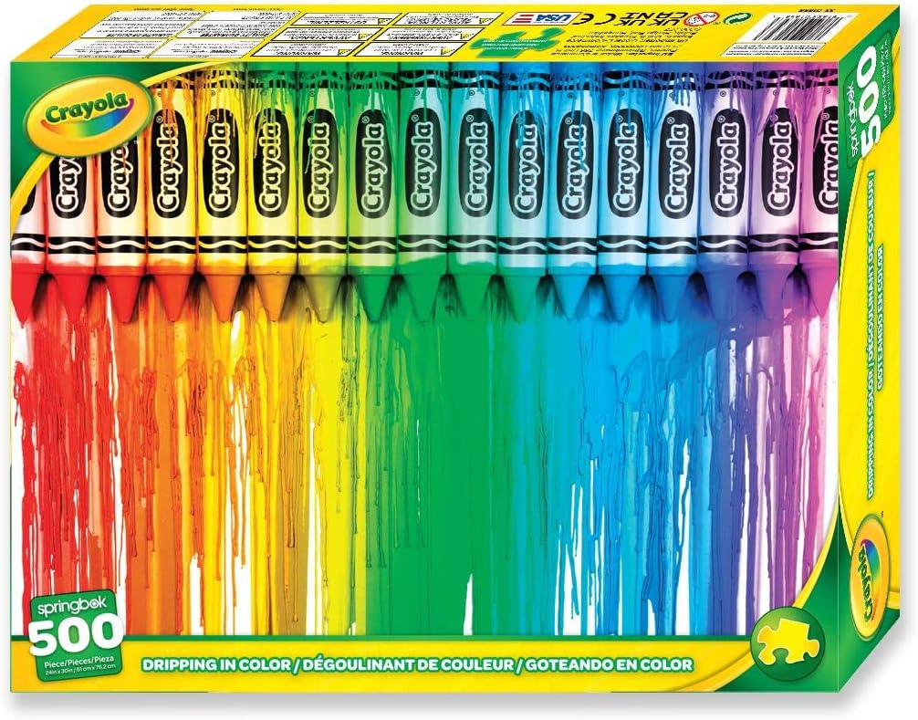 Springbok Crayola Dripping in Color 500 Piece Jigsaw Puzzle for Adults and Family - Unique Cut Pieces - Made in USA