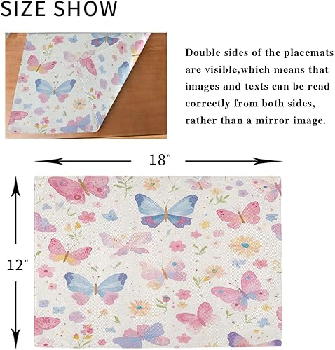 Miniatura 8 de Manteles individuales de verano hermosos de encargo de las moscas de verano manteles individuales lavables de plástico niños conjunto 6 12 x 18