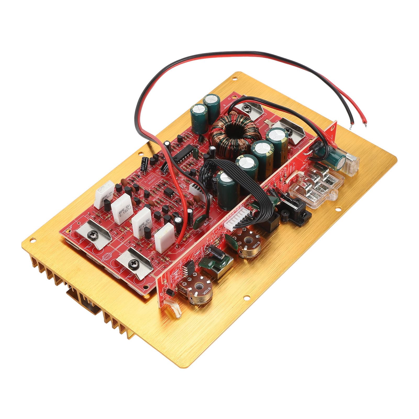Kadimendium Placa Amplificadora de Potencia Alta para Coche, Amplificador de Graves Activo de 12V y 1280W para Altavoces de Graves de 8-12 Pulgadas, Construcción de Aleación de Aluminio