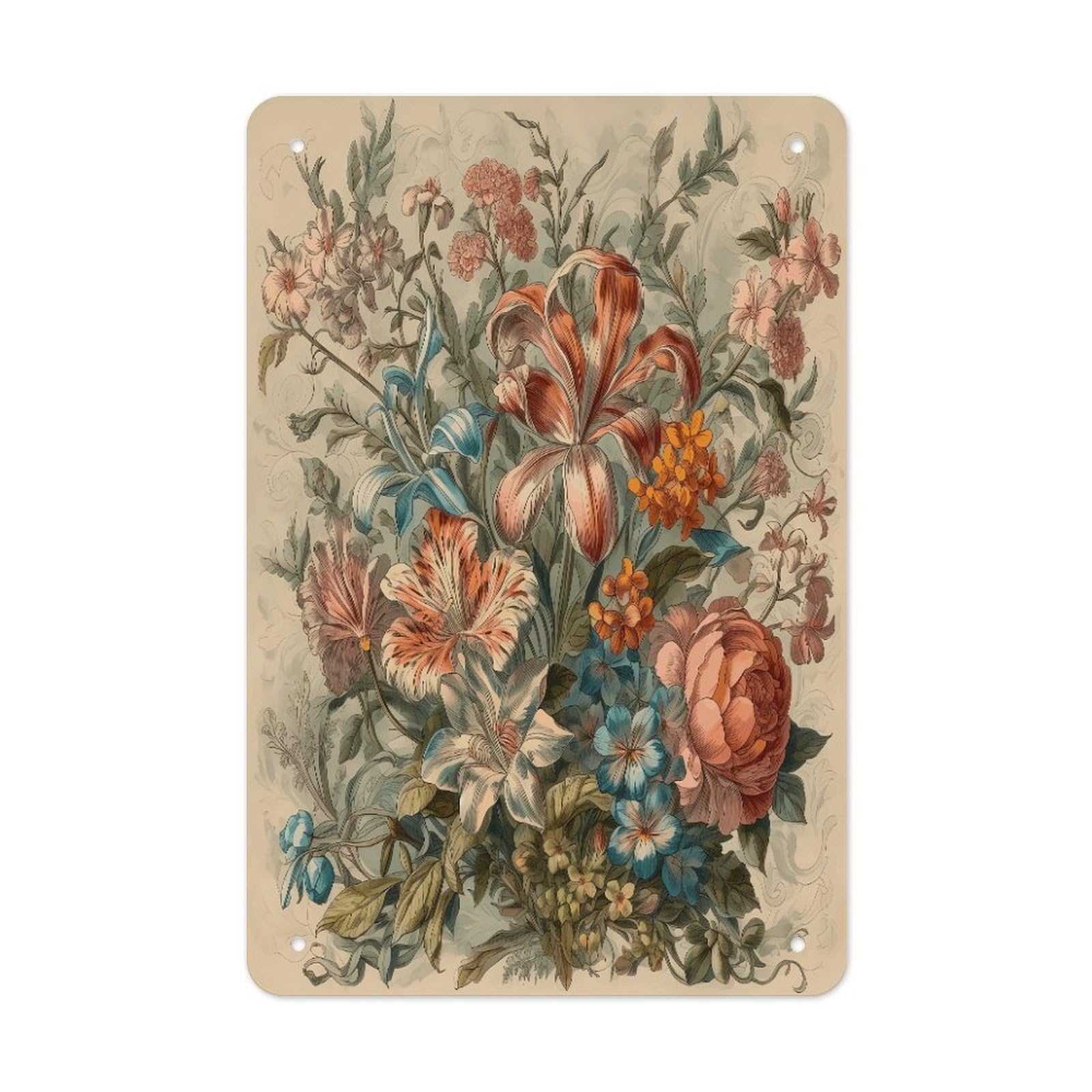 Btcowzrv Style Decorative Flowers Metal Tin Sign Wall Decor Hanging Plaque