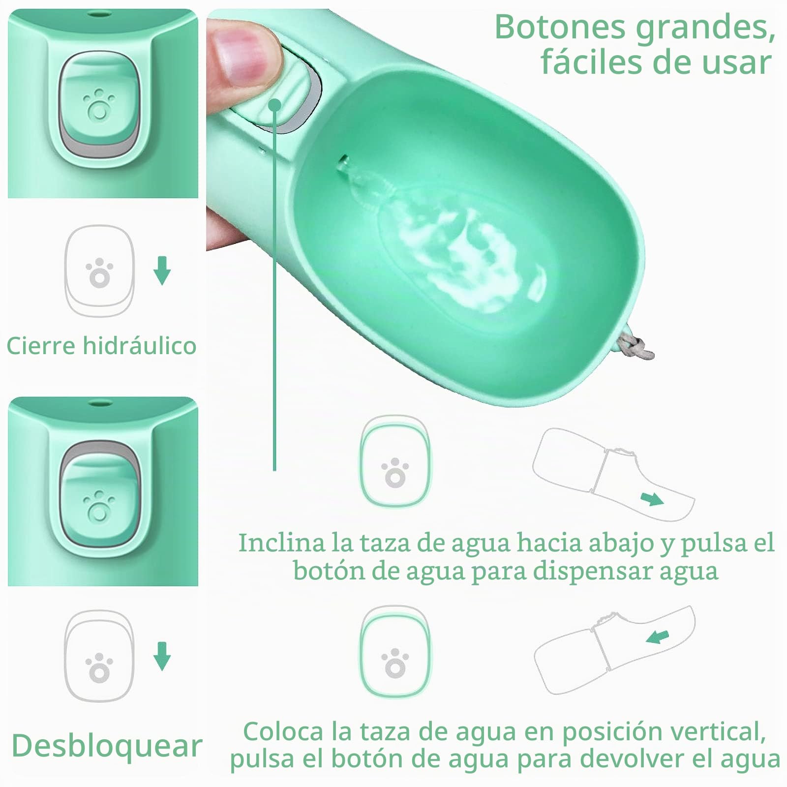 Frasheng Botella para Perros,550ml dispensador de Agua Antibacteriano,Bebedero Perro Portatil,a Prueba de Fugas,Libre de BPA,Dispensador de Agua Antibacteriano para Mascotas para Viajes al Aire Libre