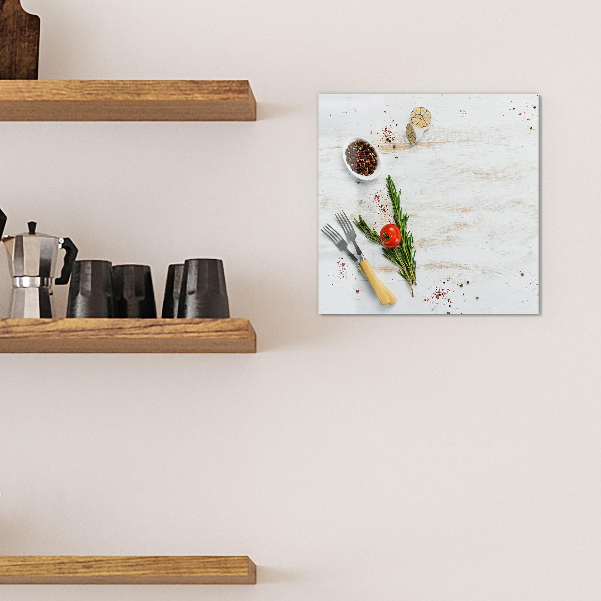 DEQORI Glas-Magnettafel | 30x30 cm groß | Motiv Küchenkräuter und Gewürze | Memo-Board aus Glas | Magnetboard inkl. Magnete, Stift & Tuch für Küche & Büro | Tafel magnetisch & beschreibbar