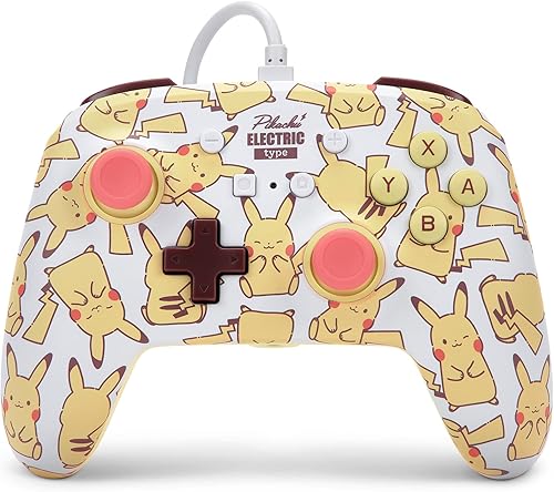 PowerA Enhanced Nintendo Switch and Switch 2 Wired Controller – Pikachu Blush, Officially licensed
