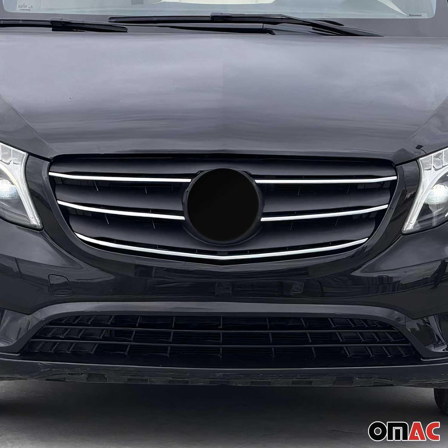 OMAC Kühlergrill Leisten Grillleisten kompatibel mit Mercedes Vito W447 2020-2026 FL Chrom 5tlg