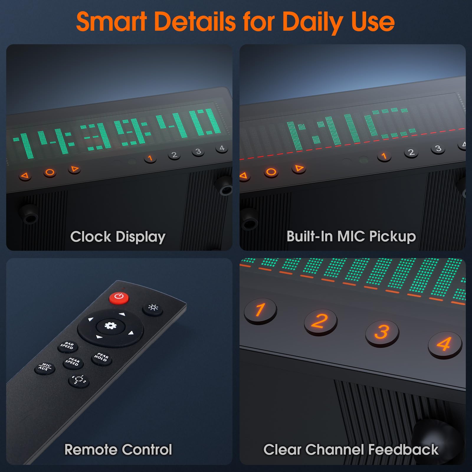 Selector de audio RCA de 4 canales con pantalla de espectro musical VFD de 25 bandas