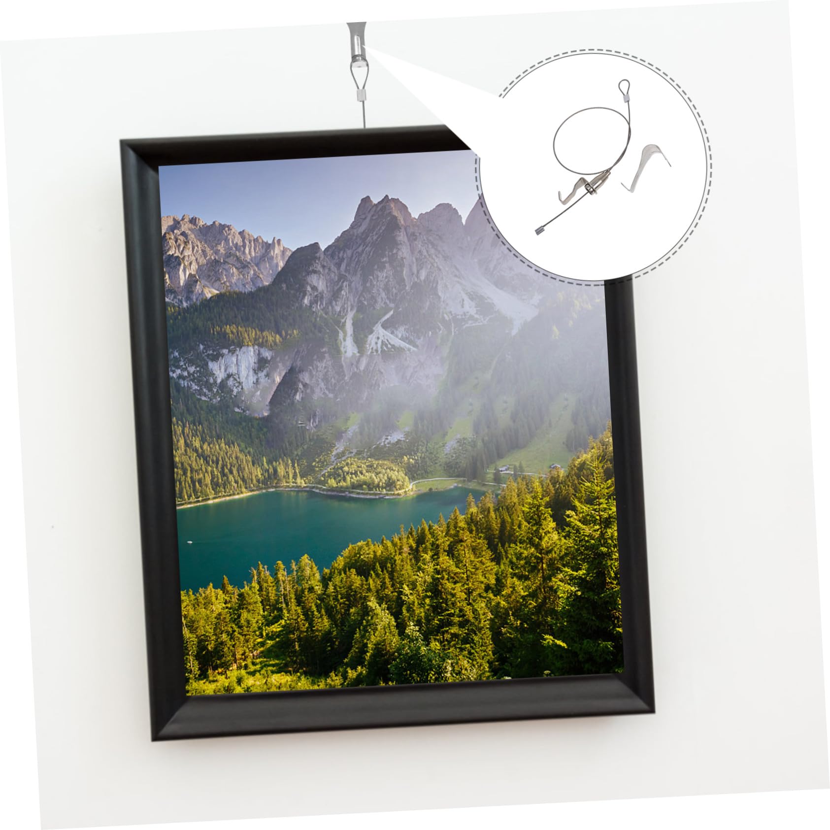 Ipetboom Ganchos Ajustables para Colgar Cuadros y Alambre de Acero Inoxidable, Sistema Riel para Marcos de Fotos, Kit de 10 Juegos para Uso en Pared, Resistente y Versátil para Decoración
