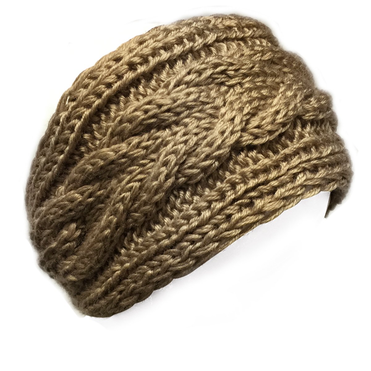 Wrapables Winter Warm Thick Cable Knit Headband, Khaki