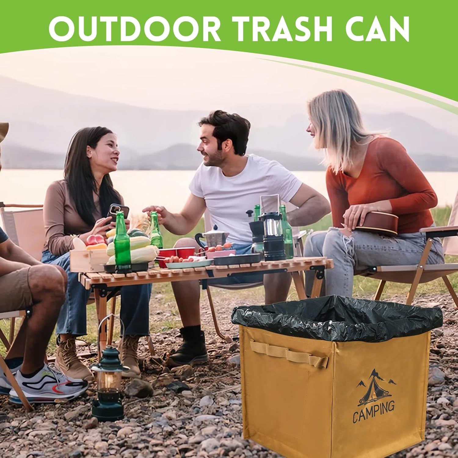 Collapsible Trash Can, Pop-Up Lightweight,Foldable Camping Trash Can, Patio Garbage Can,Lightweight, Sturdy, Durable, with Attached Hook