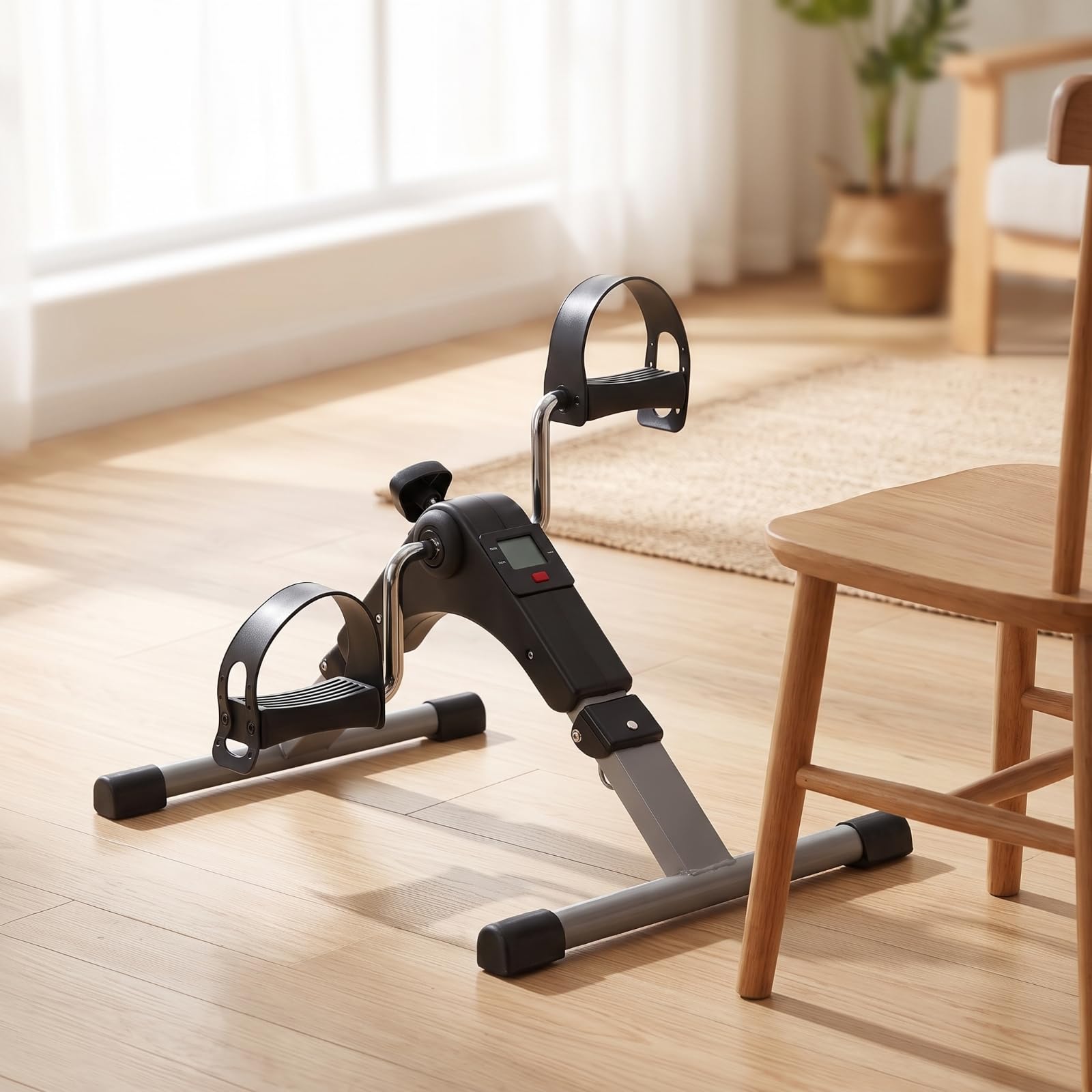Ejercitador Pedales con Pantalla Compacto, Pedaleador Estático para Brazos y Piernas, Portátil, Rehabilitación, Casa, Adultos Mayores, Oficinistas