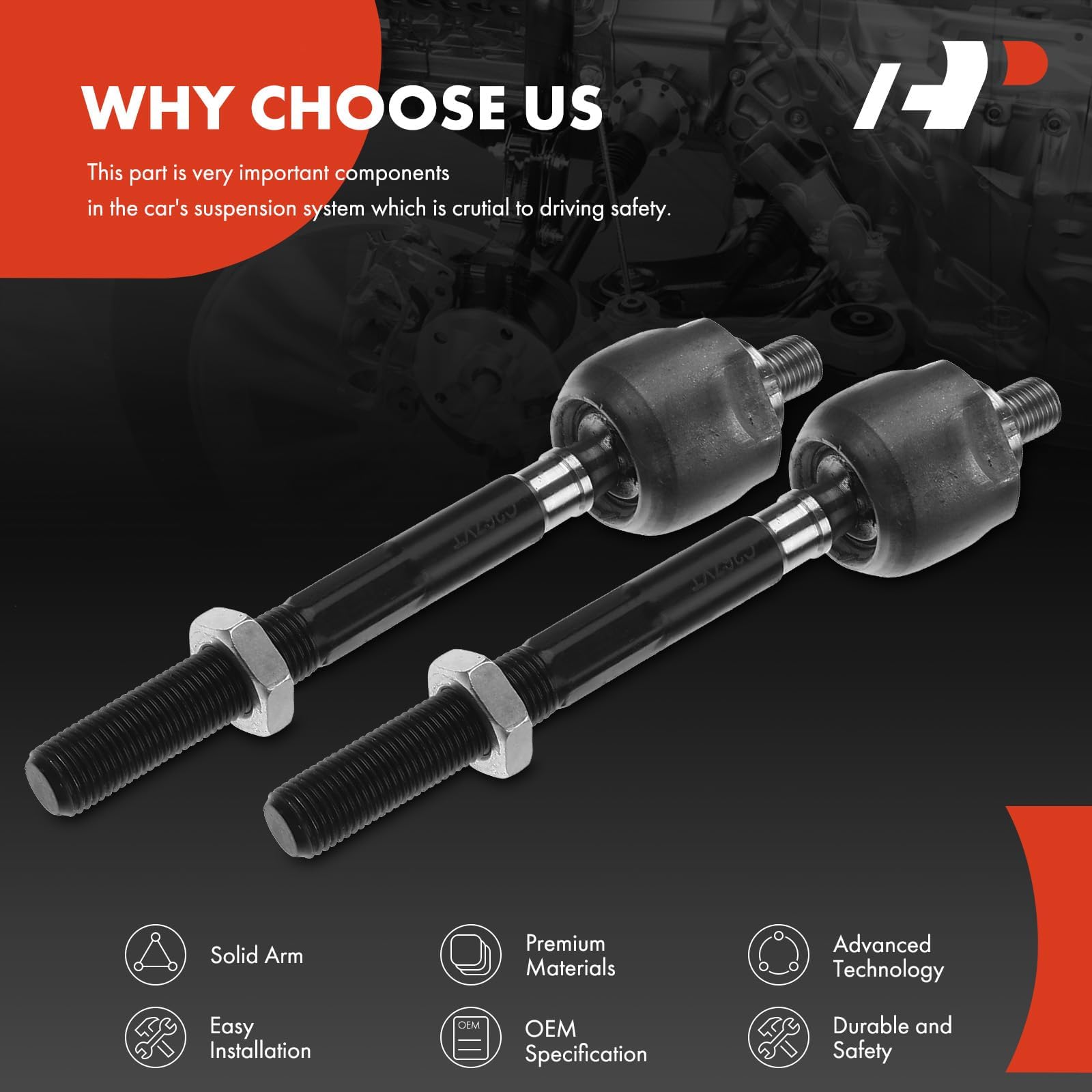 Pair Of Front Inner Tie Rod Ends With Rack & Pinion Boots For 1996-2000 Honda Civic 9 thumbnail image