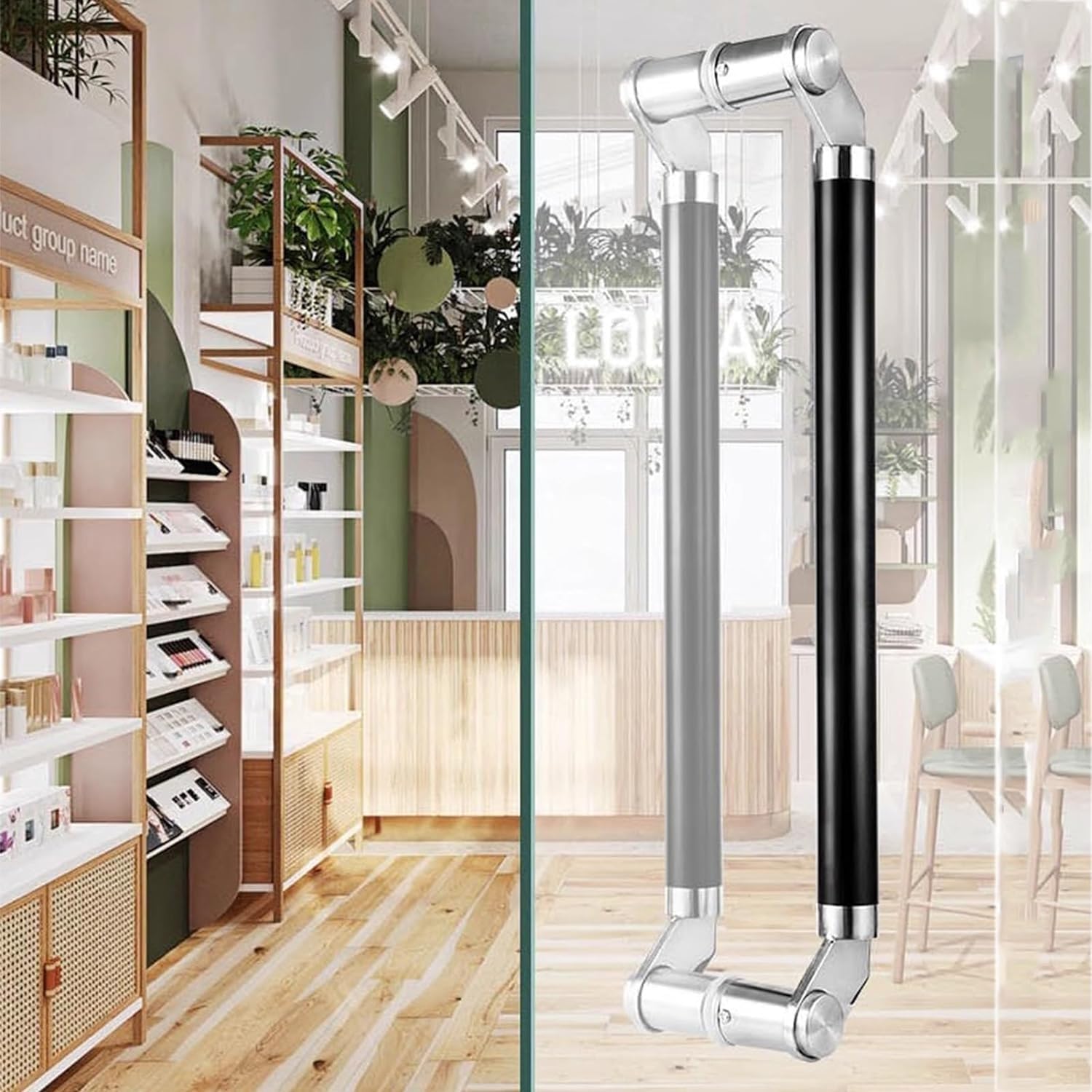 BHGFYXBS Glass Door Knob Round Tube, Smooth Surface Entrance Push Bar, Modern Style Store Gate Grab Bar, Barn Double Sided Doors Handle,Matte Black-150Cm(59,Matte Black-150cm(59