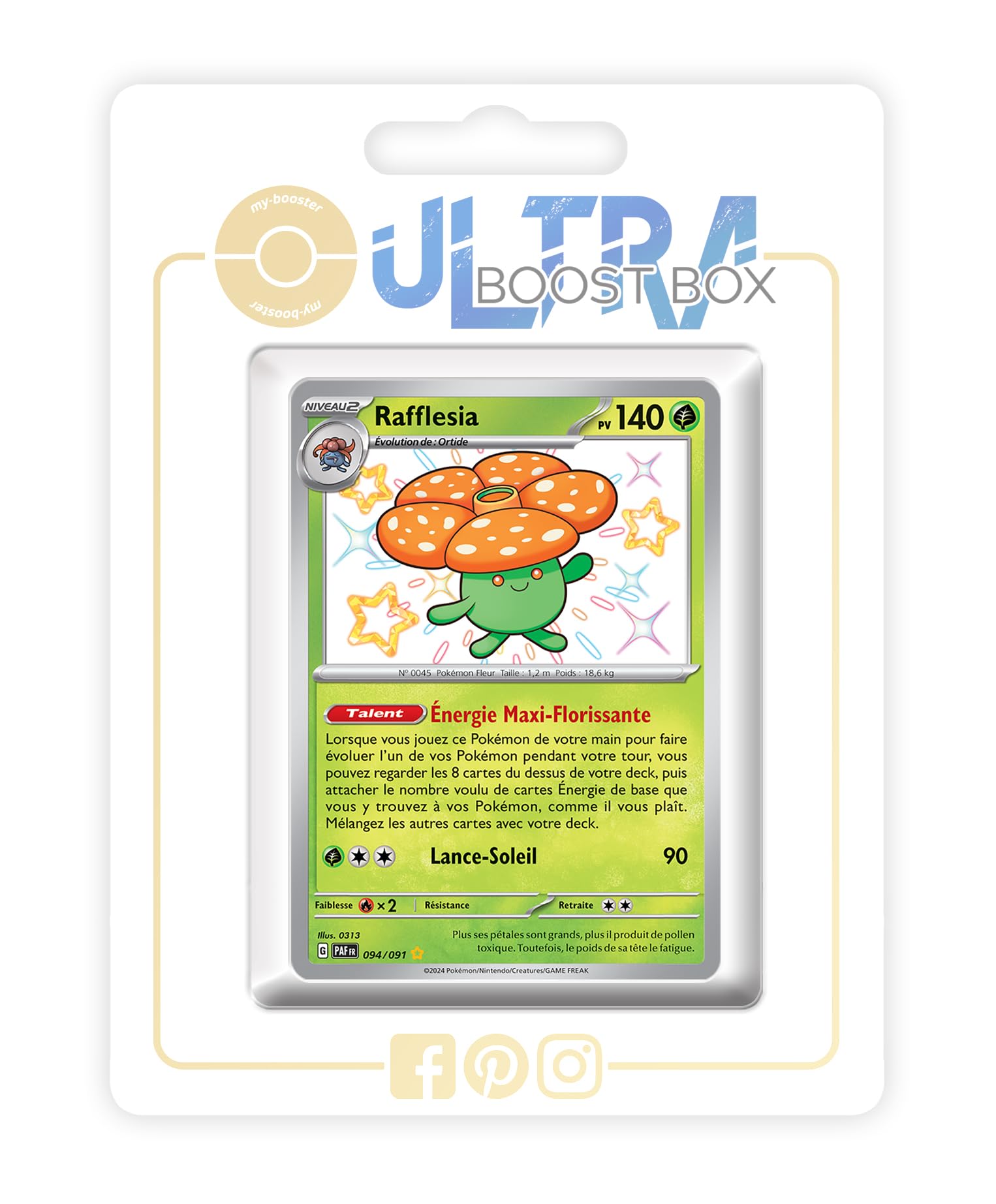 Rafflesia (Vileplume) 094/091 Shiny - my-booster X Écarlate et Violet 4.5 - Destinées de Paldea Box of 10 Pokemon French Cards