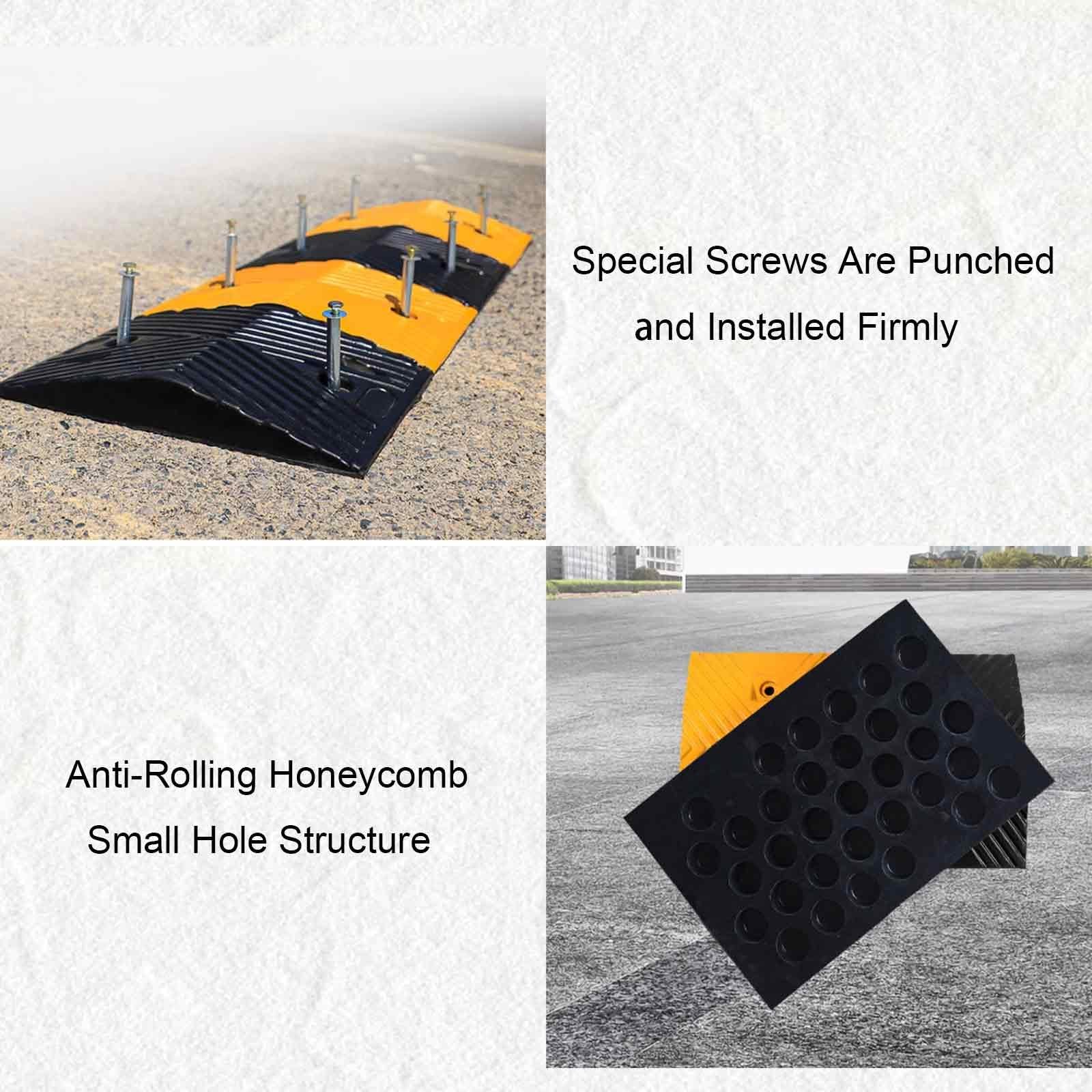Ralentisseurs en caoutchouc renforcé - Dossards modulaires antidérapants pour allées, routes et garages - Rampes de trottoir jaunes et noires (100 x 35 x 5 cm) - Améliorent la sécurité et la