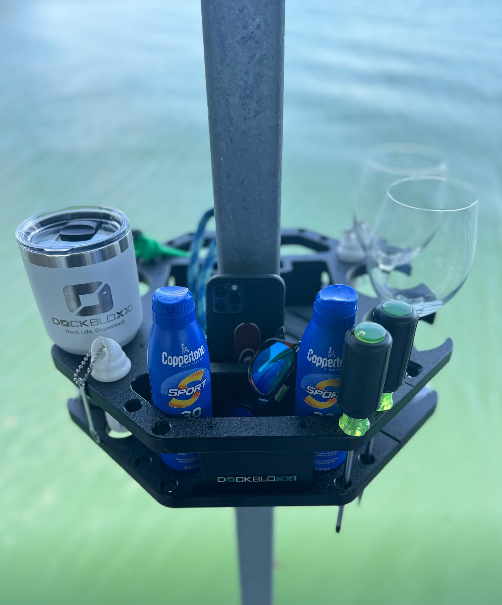 Dock Mounted All-In-One Caddie Organizer- No Drill Easy Install - Heavy Duty, UV & Rust Resistant - Made in USA - Fits a 2