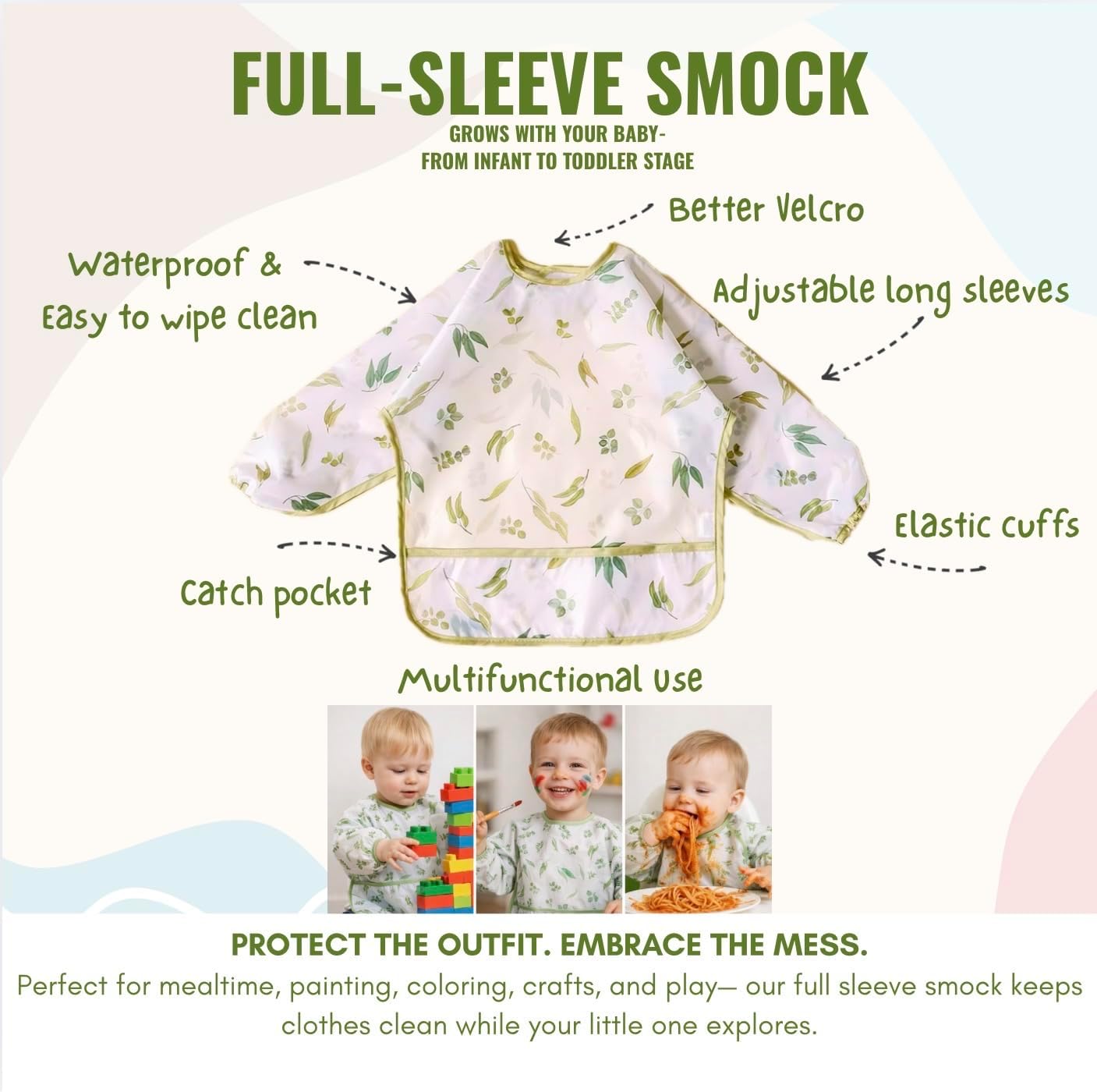 MONDE 25PCS Ultimate Silicone Baby Feeding Set, Complete Mealtime Baby-Led Weaning Essentials From Infant To Toddler, Bib, Smock, Sippy Cup, Dry Wet Bag, Placemat, Perfect Premium Gift Set (Green)