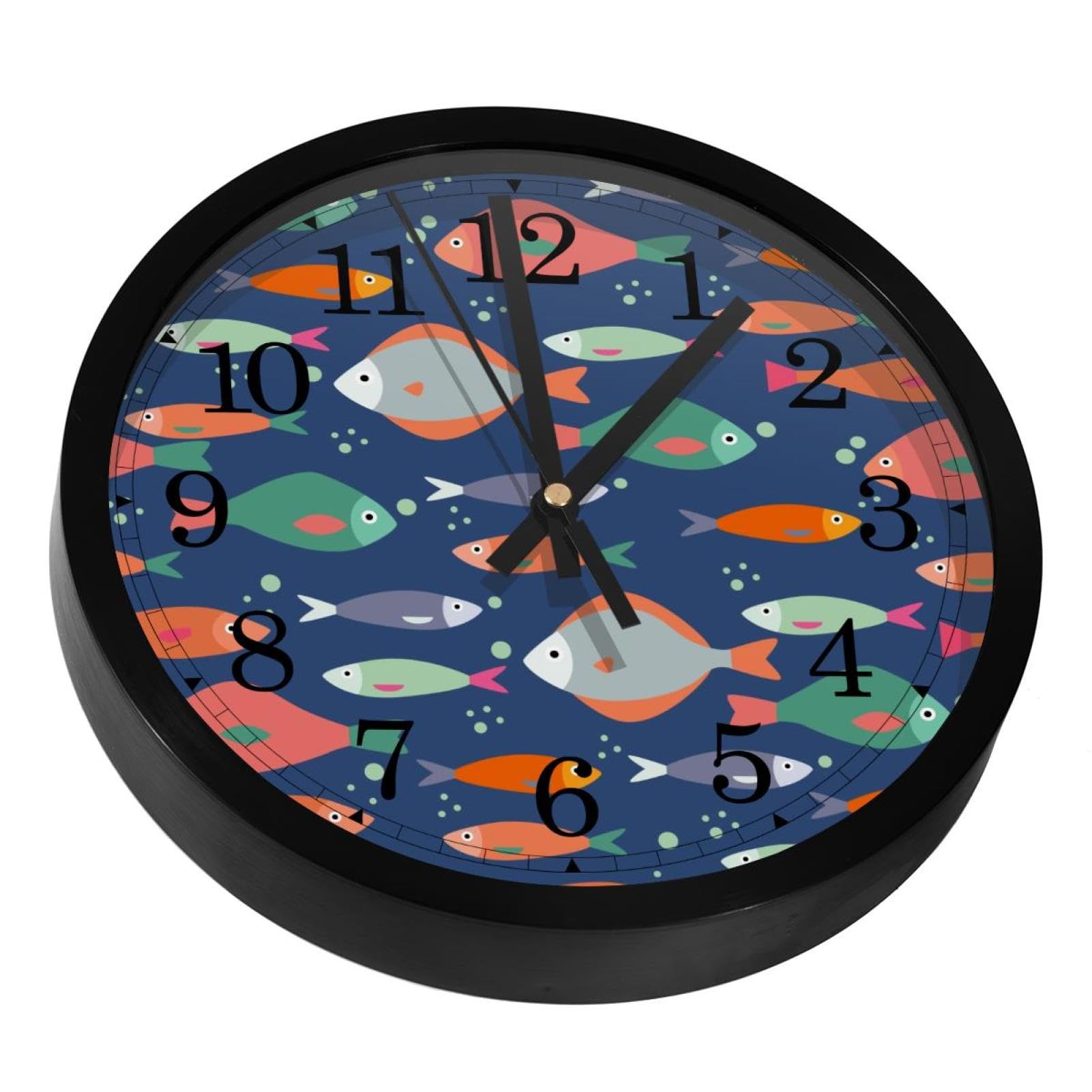 Horloge murale silencieuse motif poissons pour décorer le salon