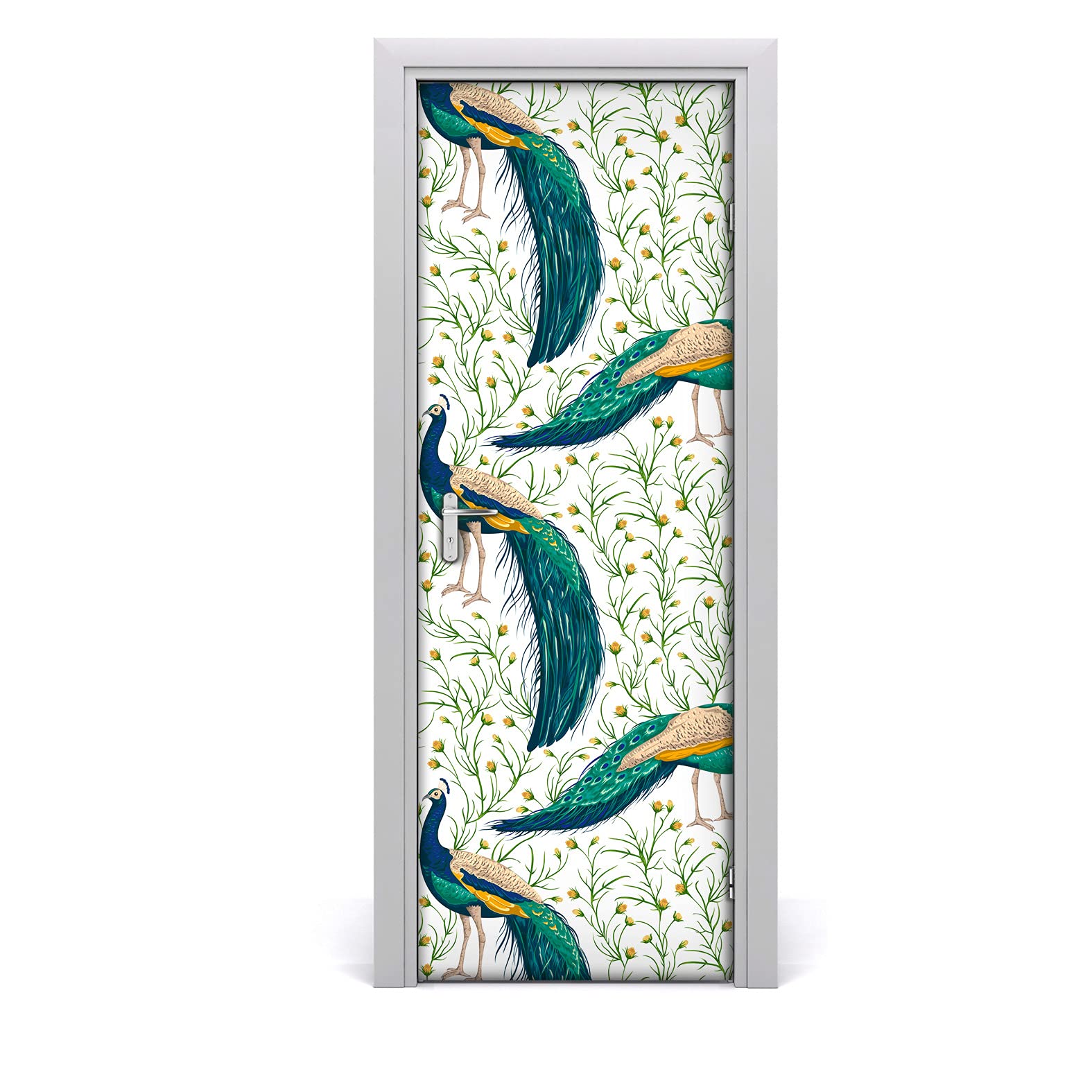 Papier peint sur la porte mural Coloray autocollant de porte Magic-Stick 85x200cm paon