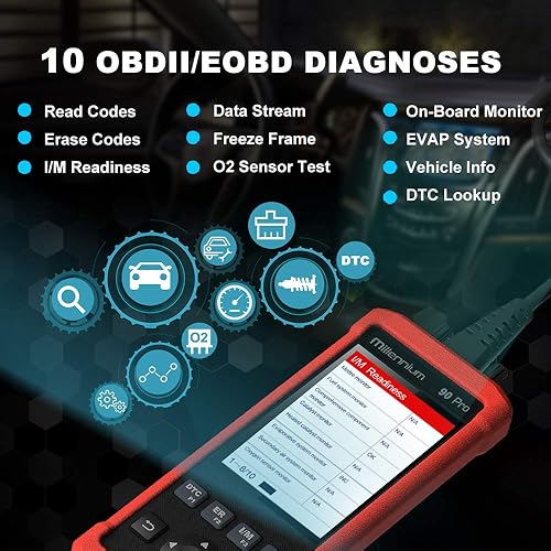 Miniatura 4 de LAUNCH Millennium 90 Pro OBD2 escáner, lector de código de coche con función OBD completa DIY, comprobación del motorABSSRSherramienta de escaneo de