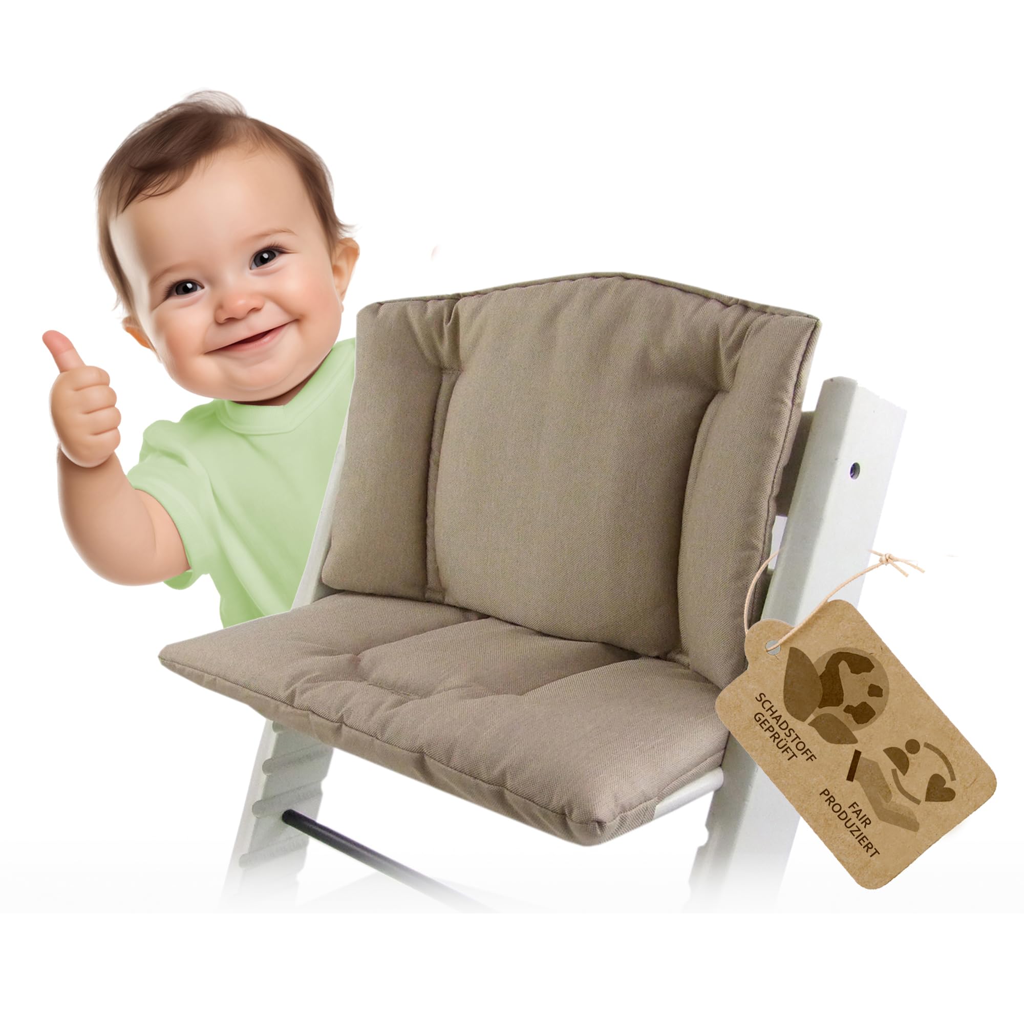 Funda de repuesto para cojín de asiento, juego de reductor de asiento, compatible con Stokke Tripp Trapp para silla alta Mod. 1 (beige jaspeado)