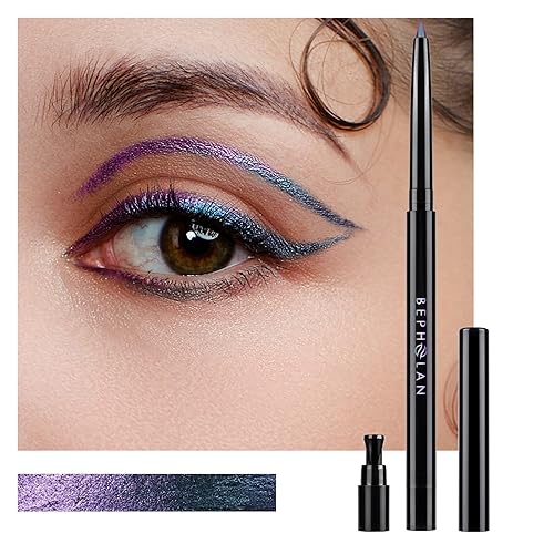 BEPHOLAN Delineador de ojos, delineador de ojos morado, colores azules y morados, delineador de ojos con purpurina impermeable, 24 horas, lápiz