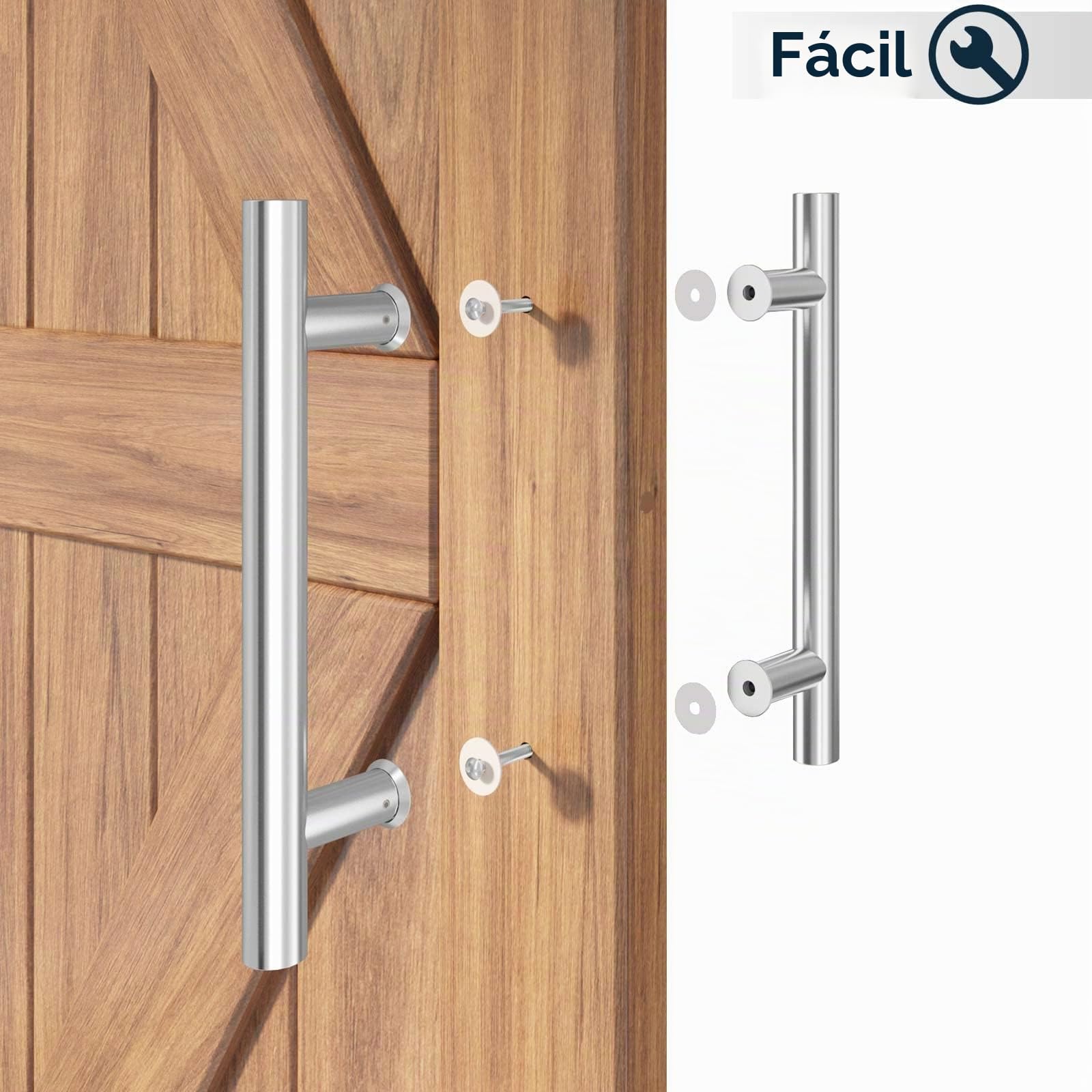 EaseLife Manija de puerta de acero inoxidable de doble cara de 12 pulgadas, manija de puerta corredera en forma de H, apto para puerta de vidrio y madera, paquete de 2
