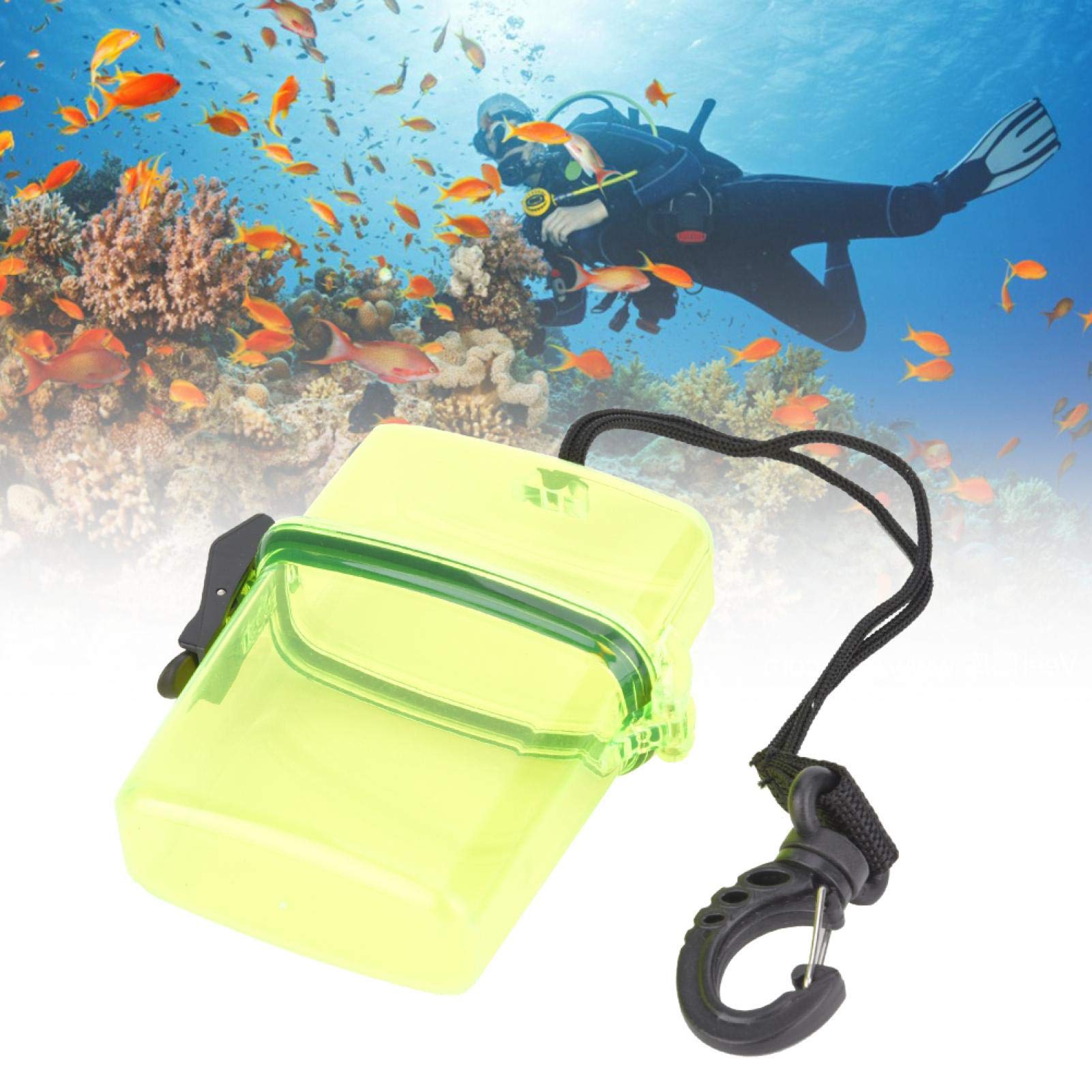 Scatola per Immersione, Contenitore Impermeabile per Immersioni, Custodia Subacquea in Plastica Trasparente con Gancio a Fune, per Piccoli Dispositivi Elettronici Portatili, Giallo