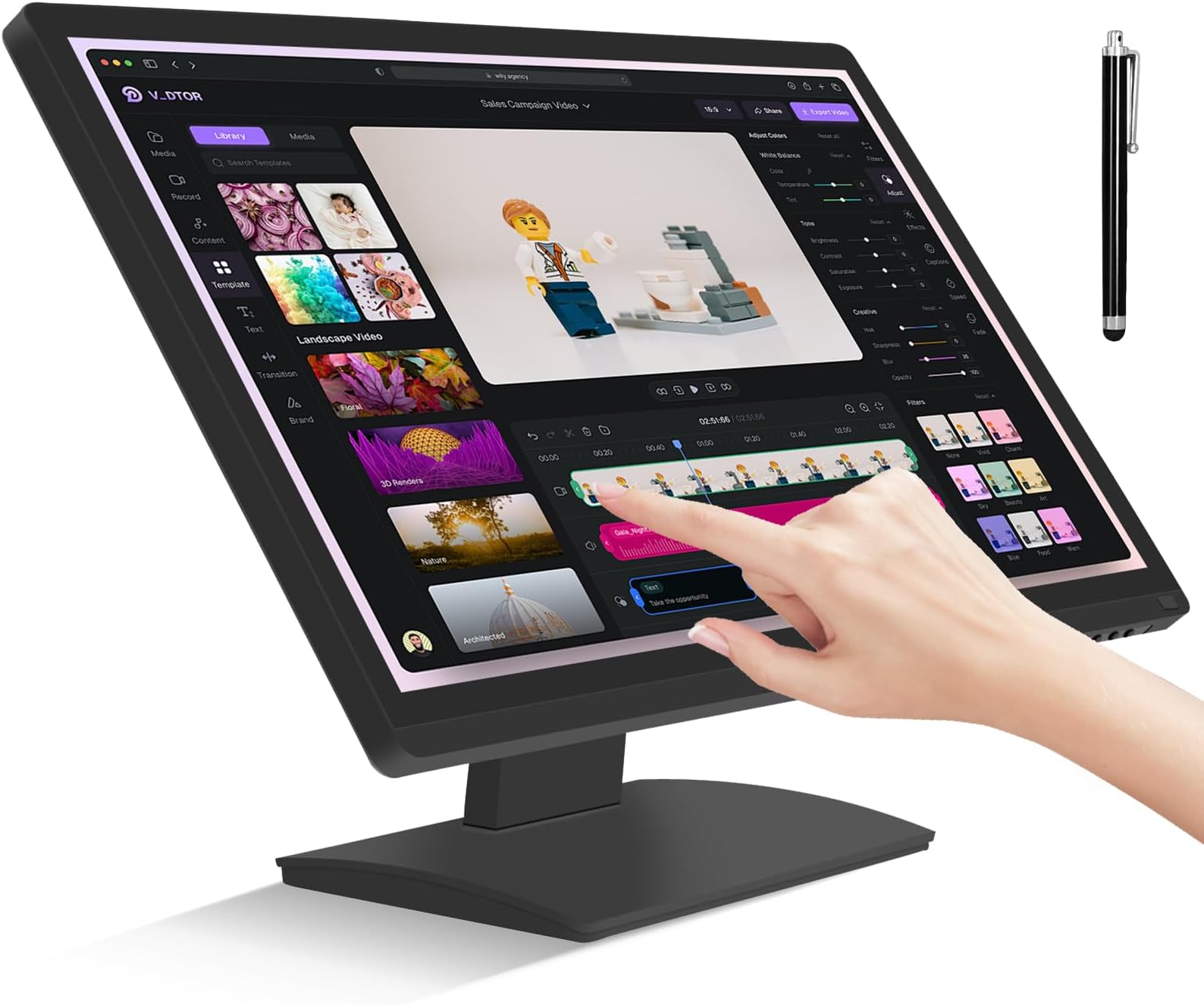 FYHXele 24 Inch Touchscreen Monitor, IPS FHD 1080P Touch PC Display, 100Hz, LED Backlit Multi-Touch Monitor, VESA, HDMI & VGA & USB Computer Touch Screen for Gaming, Business, Warehouse, Bar, Gym