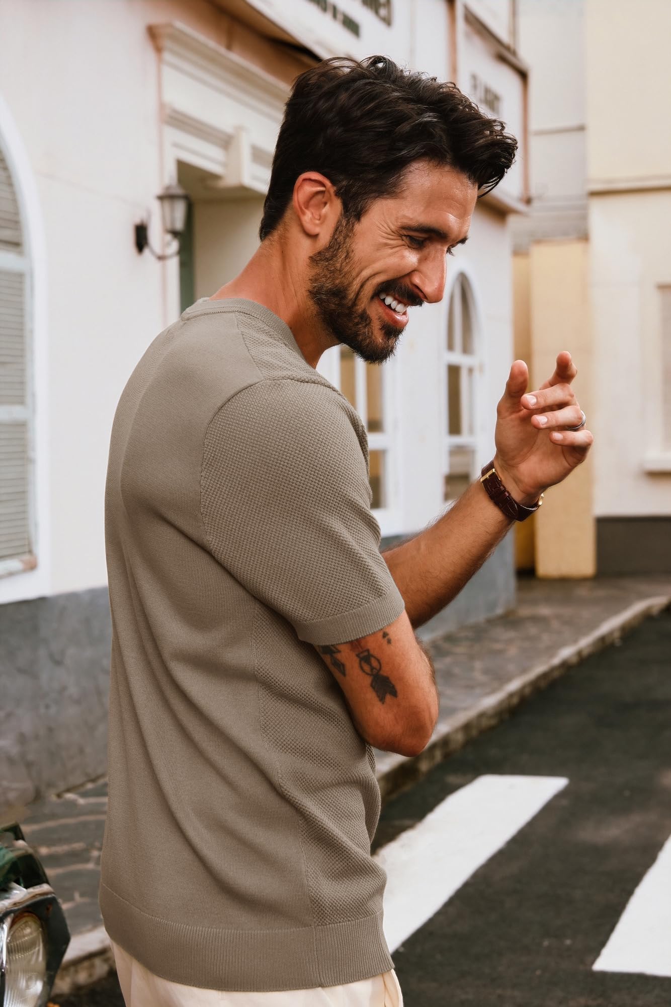 PJ PAUL JONES T Shirts Herren Kurzarm Sommer Strick Tshirt mit Rundhals | Strickstoff | Atmungsaktiv | Hochelastisch | Elegant