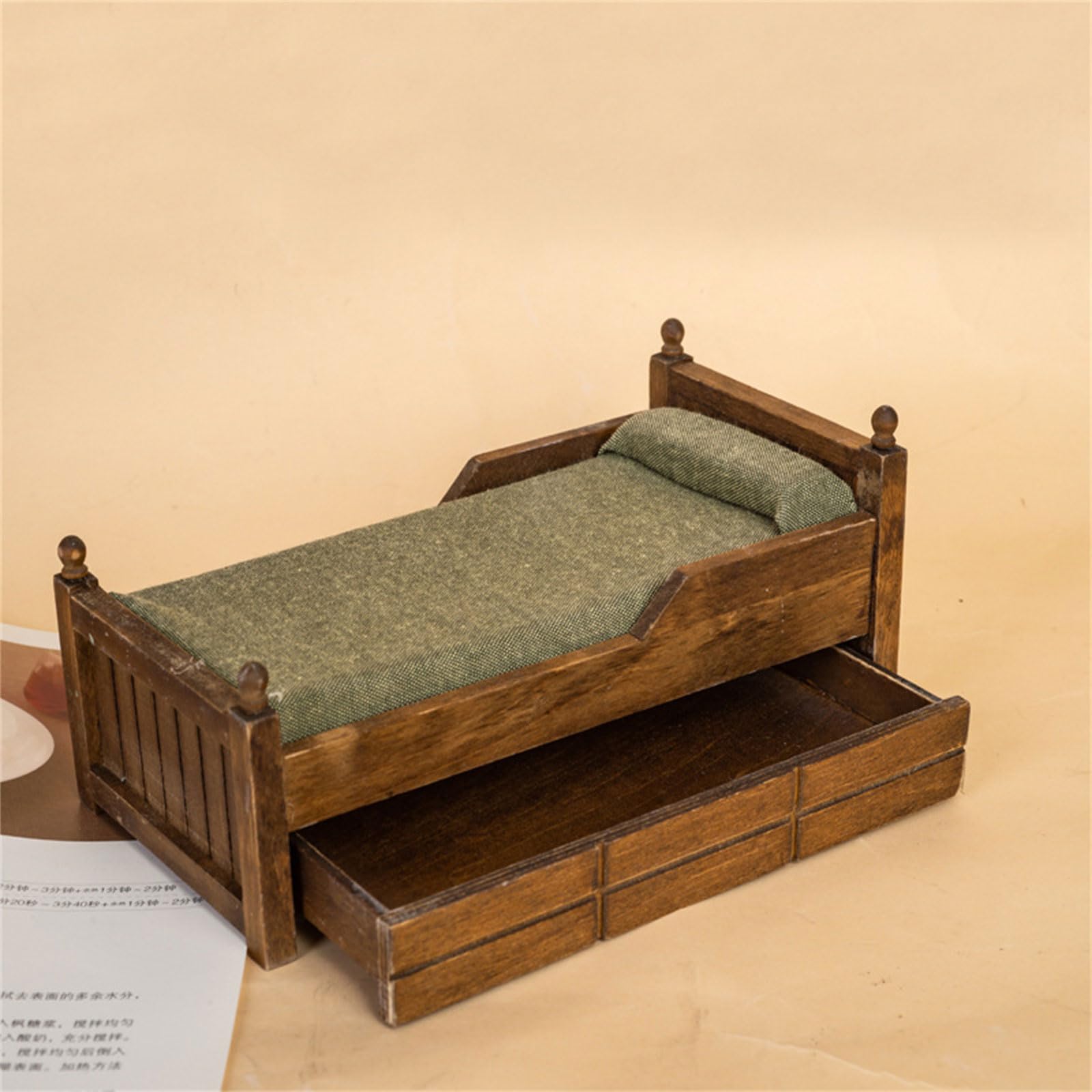 1:12 Scala Moderna Camera Da Letto In Legno Set Miniatura Case Delle Bambole Mobili Con Cuscino In Cotone Rimovibile E Cassetto Di