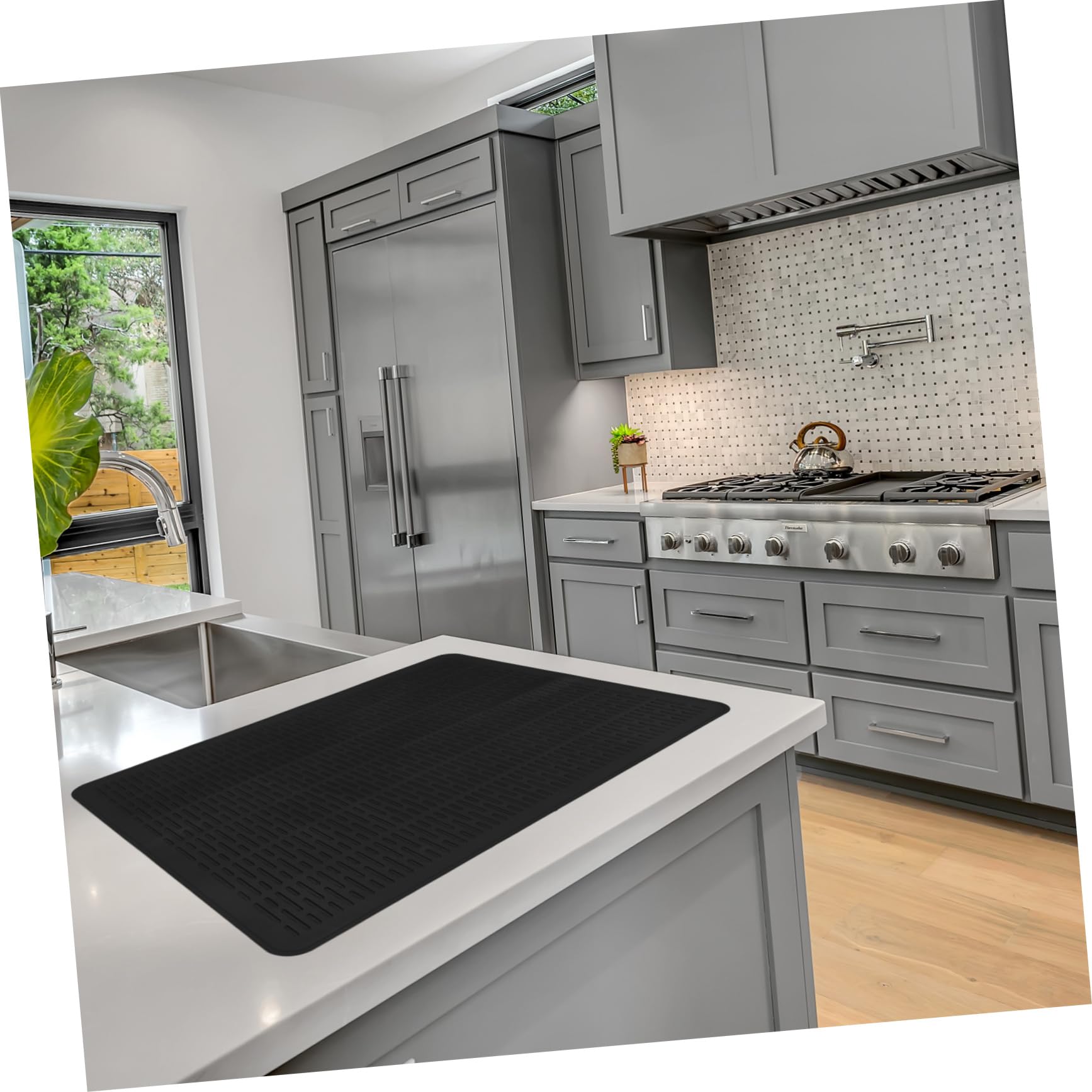 ULTECHNOVO Alfombrilla de Silicona Reutilizable para Cocina Inducción Xin como de Encimera y Escurridor de Utensilios Color Negro