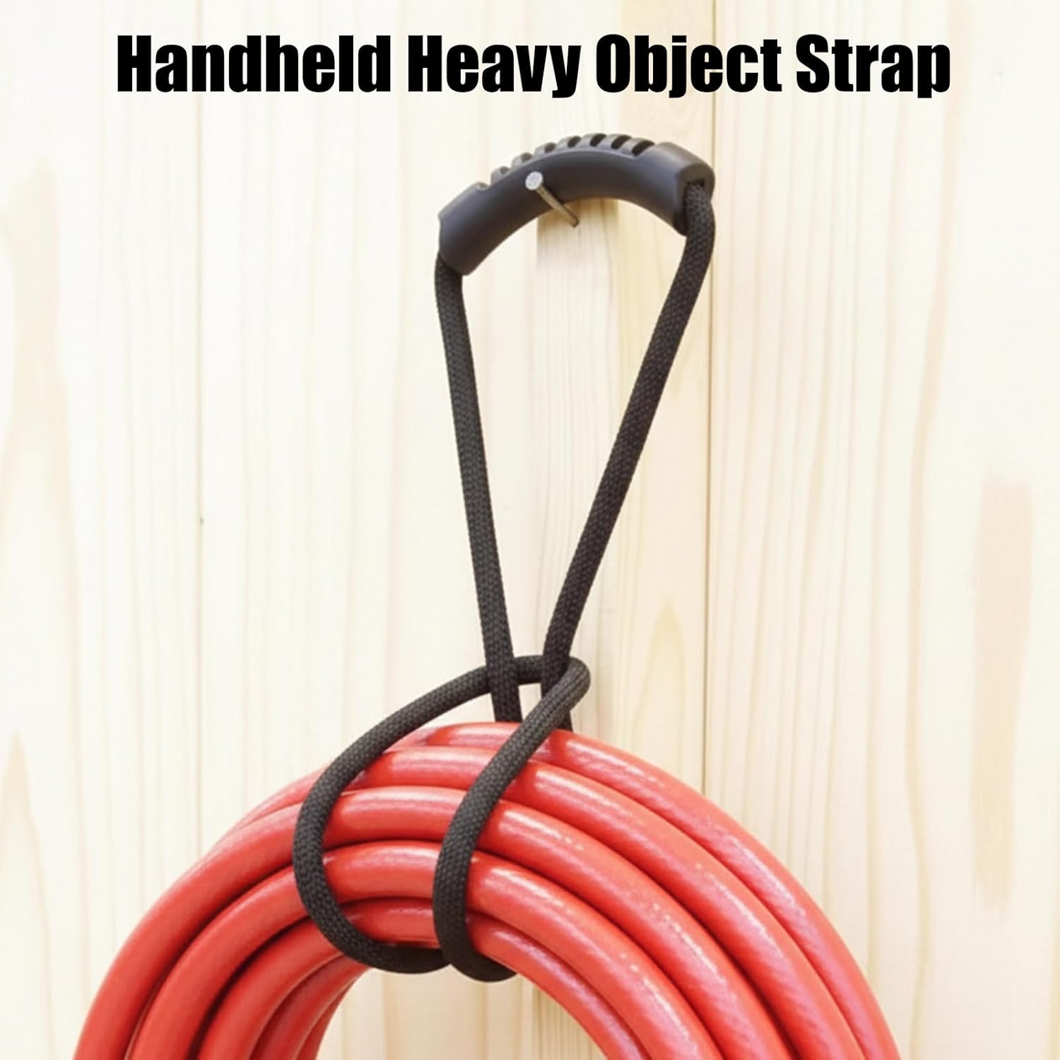 Cable and Hose Storage Strap, Black Handheld Bundling Tie for Organizing Wires and Hoses, Durable and Portable