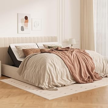 FLEXISPOT Split King Adjustable Bed Frame with 12" Gel Memory Foam Mattress Zero Gravity & Soothing Massage, Medium-Firm Support, Bamboo Viscose Cover, 750 lbs Capacity