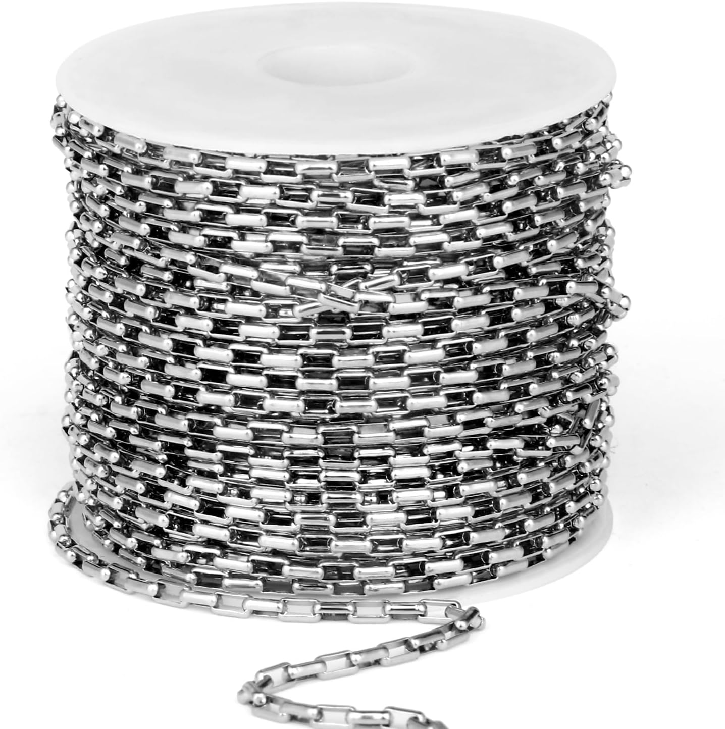 33 Feet Stainless Steel Rolo Box Chain Bulk, 2mm 304 Stainless Steel Square Cable Link Chains Roll Spool for Jewelry Making DIY Craft - Image 7