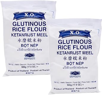 Pack of 2 XO Glutinous Rice Flour 500g - Sweet Rice Flour for Mochi, Baking and Asian Desserts + Uplabel Creations 35ml Measuring Scoop