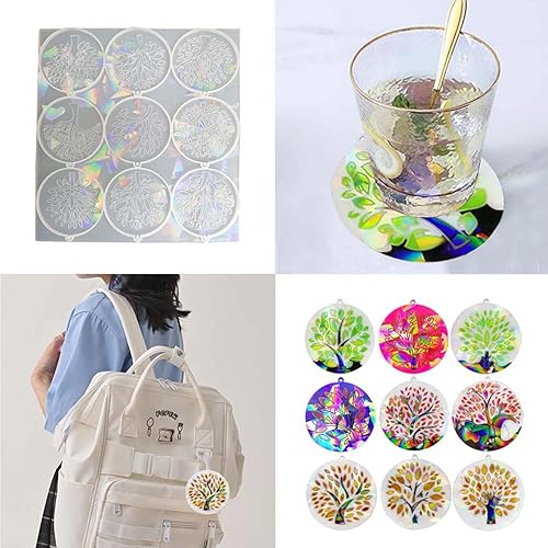 Miniatura 2 de LIANXUE Molde de silicona con patrón de árbol de vida, molde de resina holográfica, llavero de bricolaje, adorno de joyería, herramienta colgante,