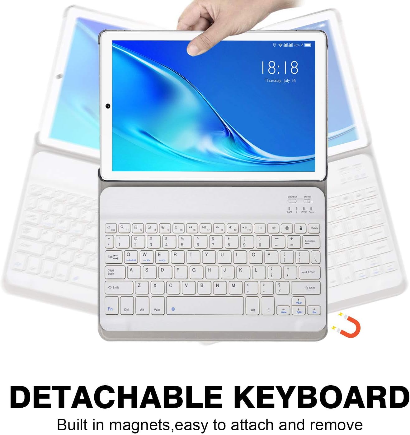 Promo Discount Up To 70% Off High-Performance Tablet with Keyboard 4G Wi-Fi Android 10.0, AOYODKG Tablet 10 inch 1920x1200 HD IPS, 4GB RAM, 64GB ROM, Dual Camera, Bluetooth,GPS,Type-C,Include Keyboard,Mouse,Case and More(Silver)