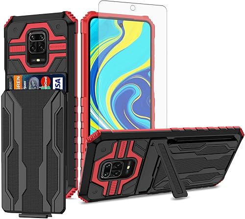 Asuwish Funda de teléfono para Xiaomi Redmi Note 9 ProNote 9sNote9 Pro MaxPoco M2 Pro con protector de pantalla de vidrio templado y soporte para