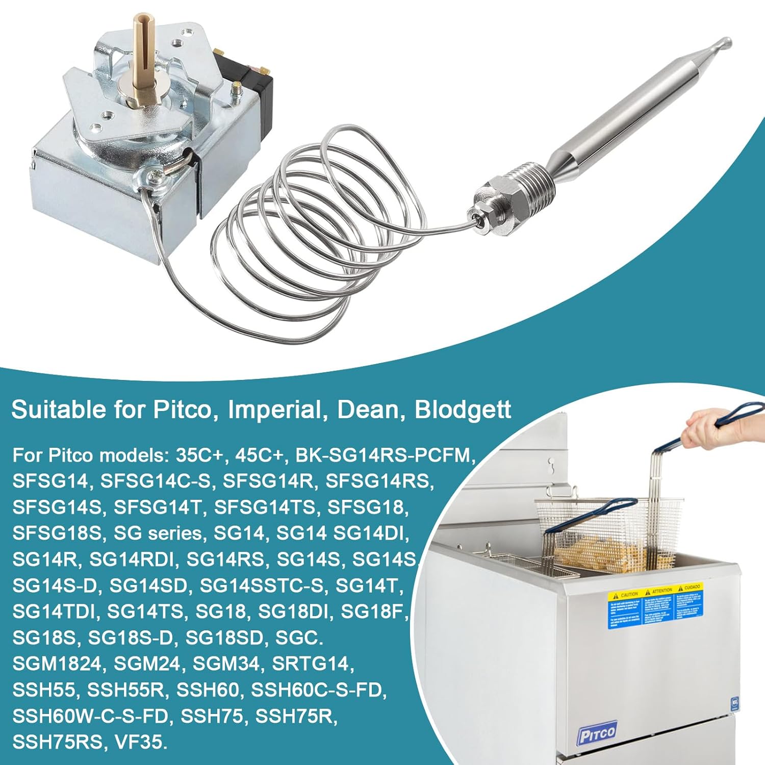 60125401 Thermostat Suitable for Pitco,Blodgett fryers, rethermalizers, Imperial, Dean and Pasta cookers