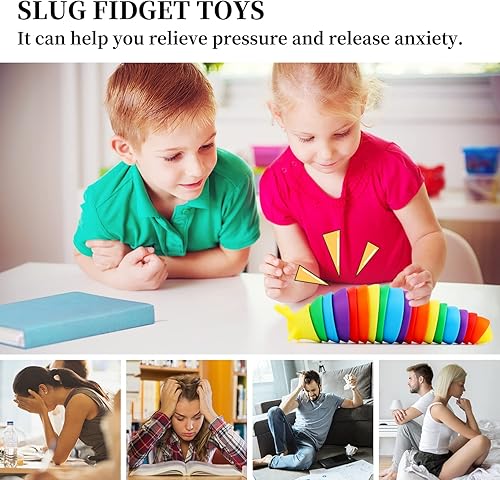 Miniatura 10 de Juguete sensorial con diseño de babosas articuladas flexibles y con estampado 3D, divertido juguete sensorial para el autismo, alivio de la ansiedad