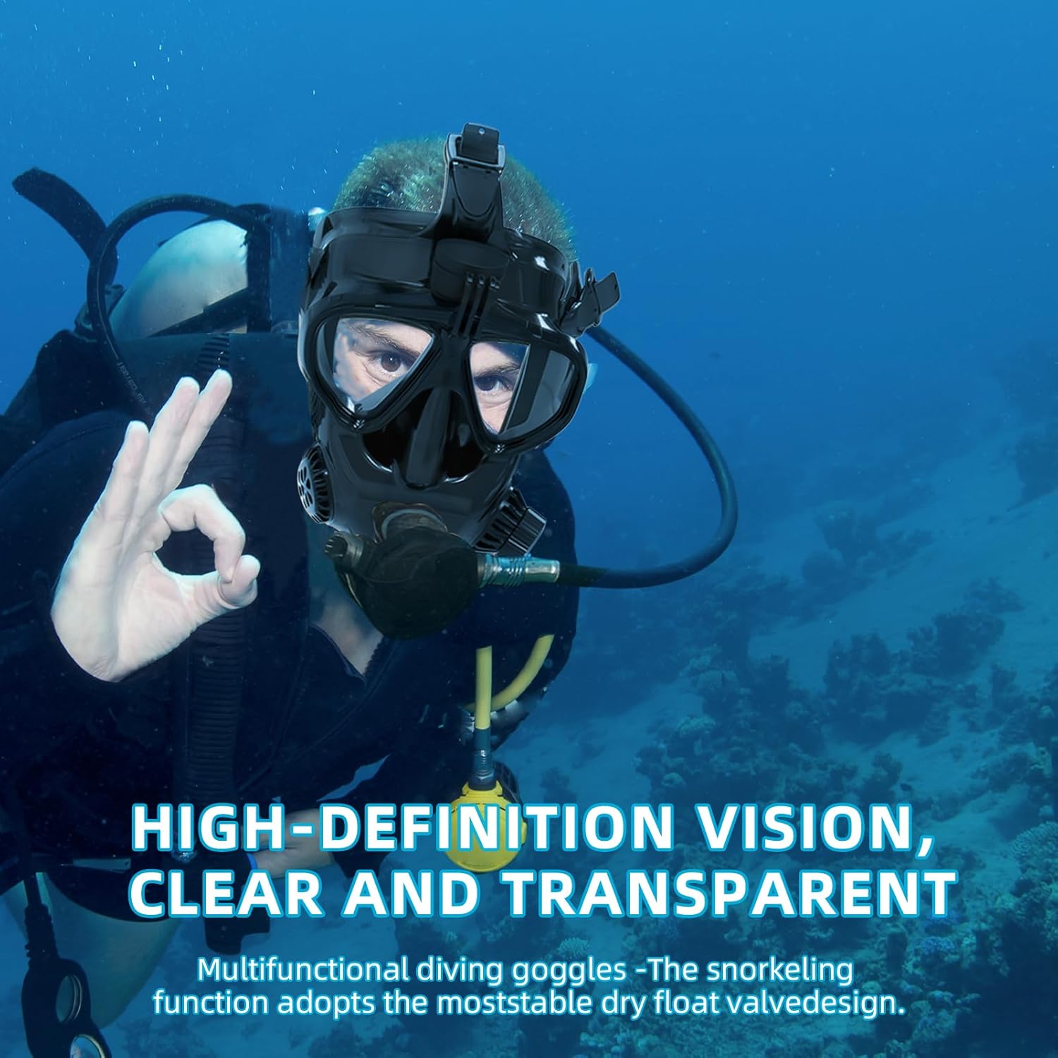 Adult Diving Mask Full Face Snorkelling Mask with Camera Mount Matching Oxygen Tank Connector Suitable for All Kinds of Diving Sports - Image 4