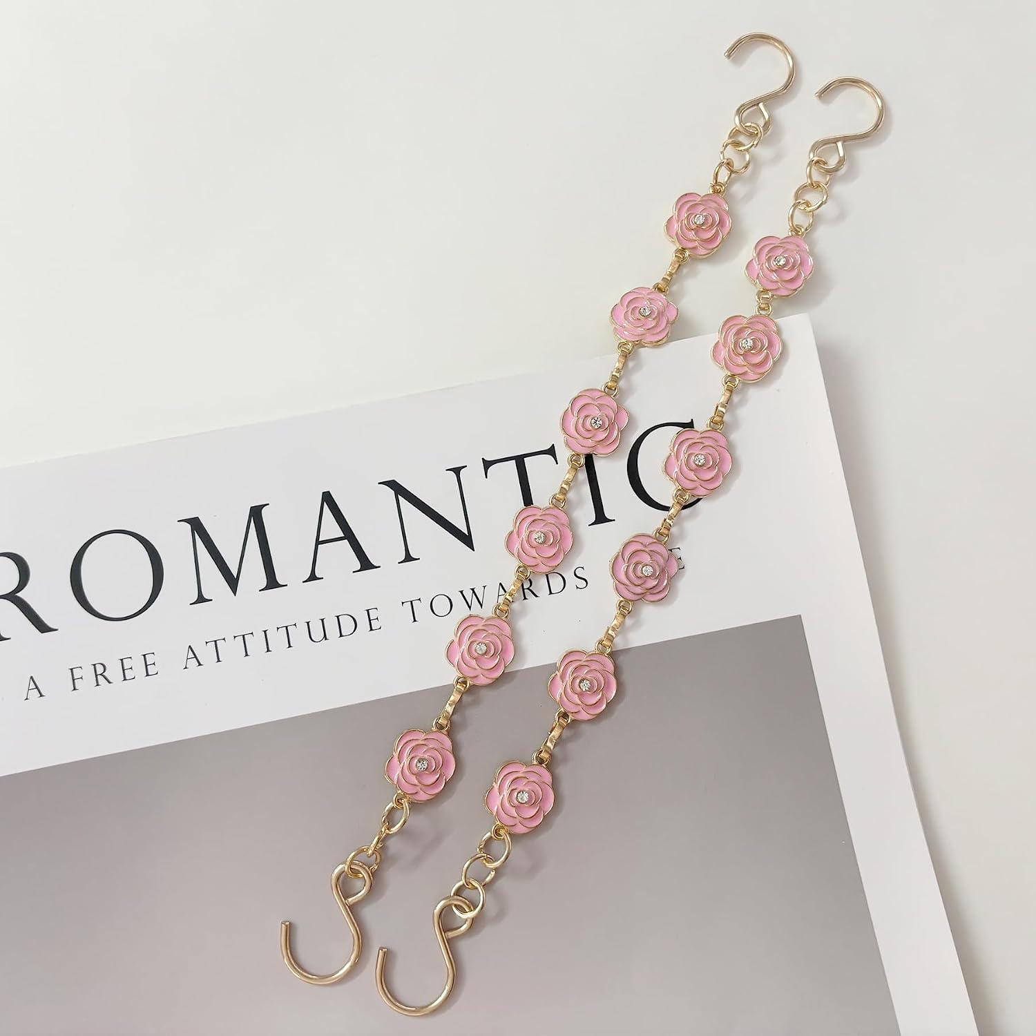 Yookuli 18Pcs Flower Shoe Chain Charms for Women, Bling Shoe Charms for Girls Sandals, Girly Shoe Chains, DIY Shoe Decoration Accessories for Party Favor