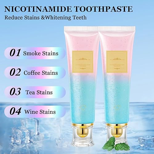 Miniatura 3 de Pasta de dientes blanqueadora radiante Acssart, pasta de dientes blanqueadora de niacinamida, pastas de dientes blanqueadoras brillantes Easilyous,