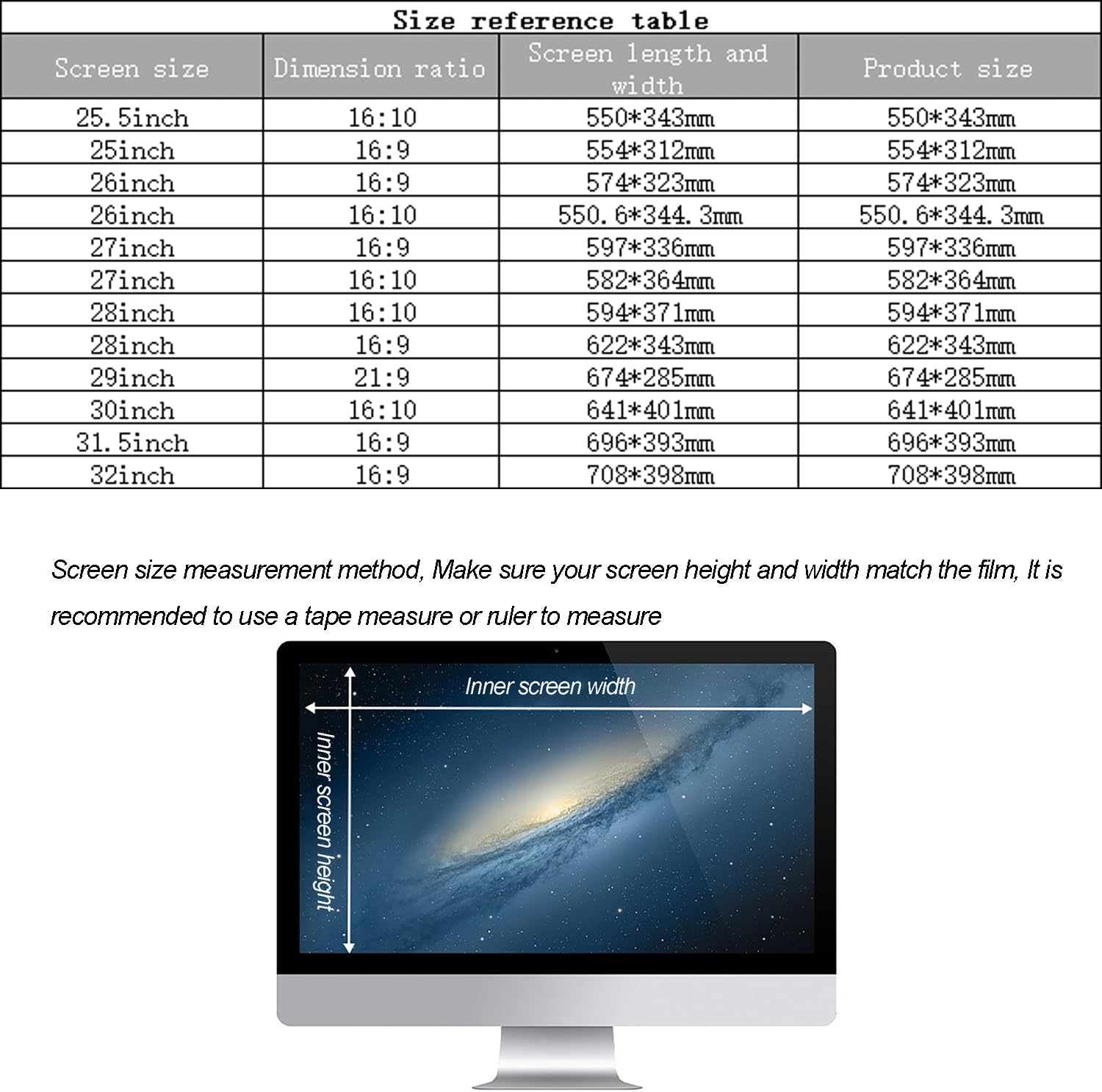 Computer Privacy Screen Protector 25.5-32 inch Computer Privacy Screen Protector Film for 16:10 16:9 21:9 Aspect Ratio LED Screen Computer Monitor,28in 16:10