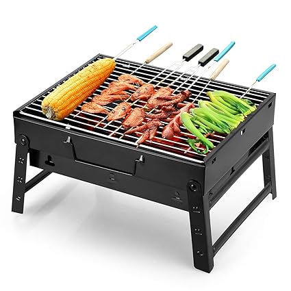 Shiv Mart Folding Portable Barbeque Grill Toaster Charcoal BBQ Grill Oven for Indoor and Outdoor (Black)