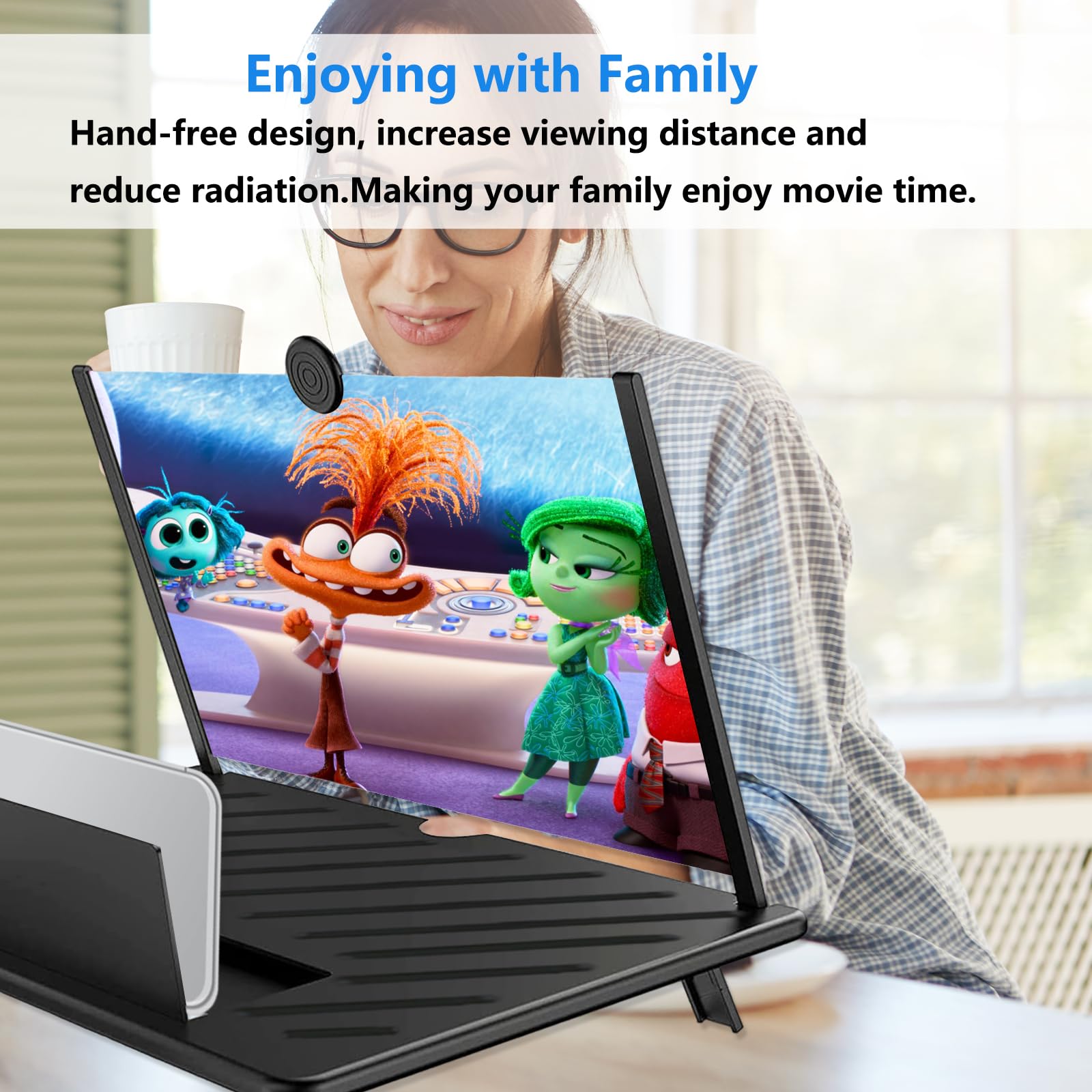 Lupa de pantalla de 20 pulgadas para teléfono móvil, proyector de aumento de pantalla 3D HD para películas, videos y juegos, soporte plegable para teléfono con amplificador de pantalla, compatible con