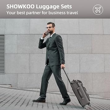 SHOWKOO Luggage Sets 3 Piece Softside Expandable Durable Suitcase Sets