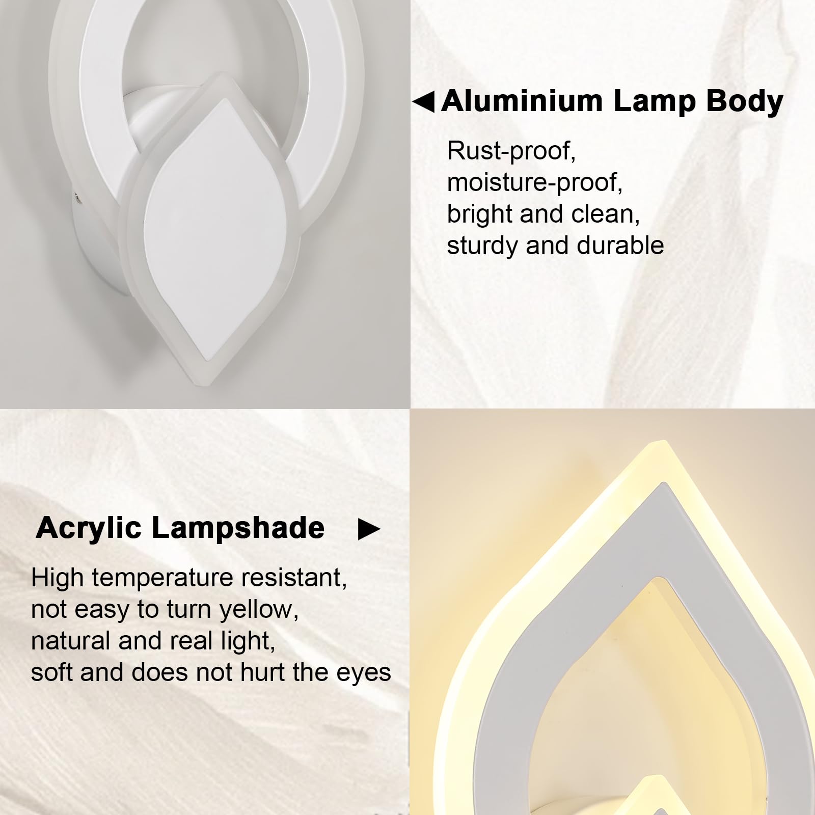 Lámpara de Pared LED 16W, Apliques de Pared LED Escaleras Interior 1800LM, Diseño Creativo Moderno Luz de Pared Acrílico para Dormitorio Salon Pasillo, Blanco Cálido 3000K, Blanco
